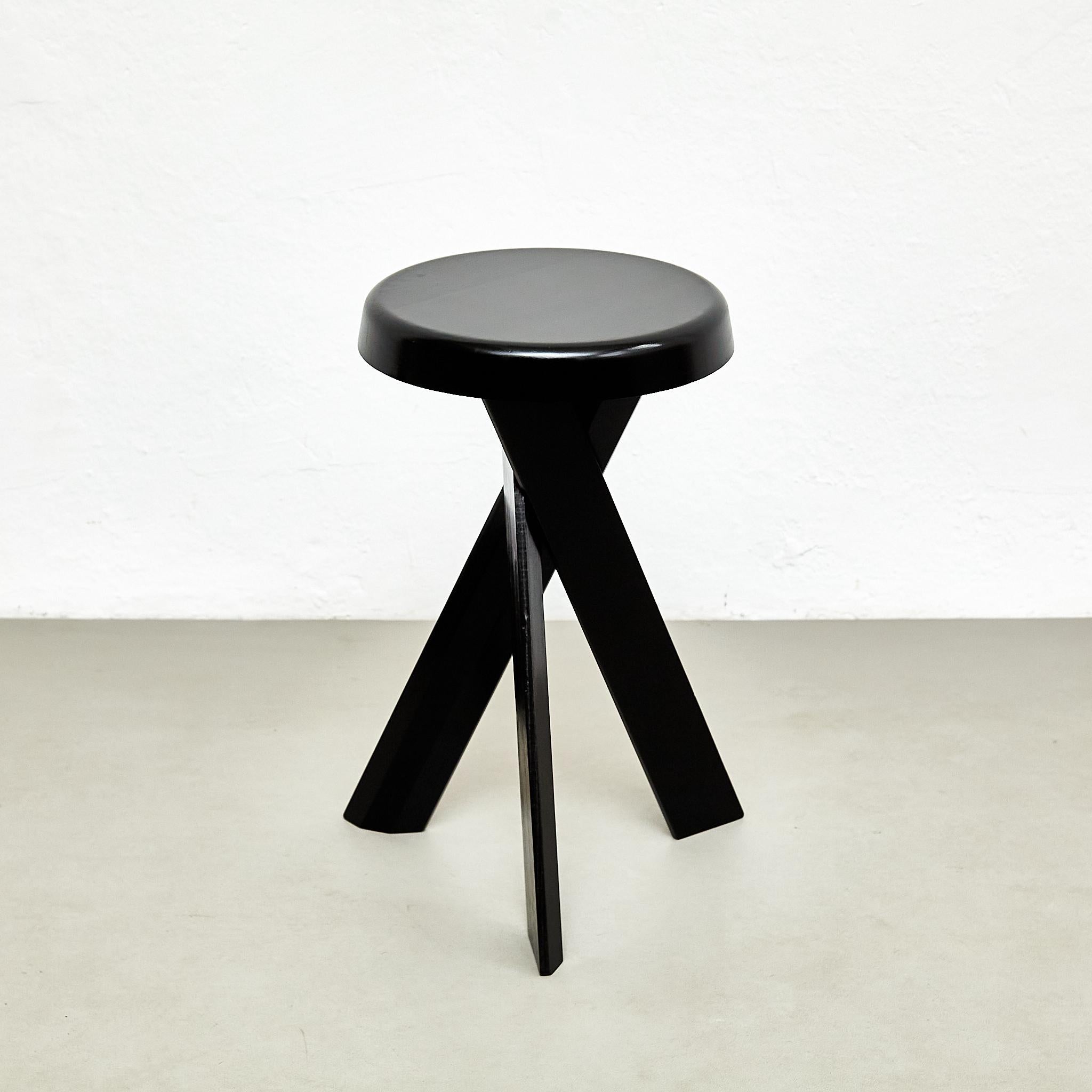 Exclusive Pierre Chapo S31b Black Edition Stool, a Timeless French Masterpiece In Good Condition In Barcelona, Barcelona