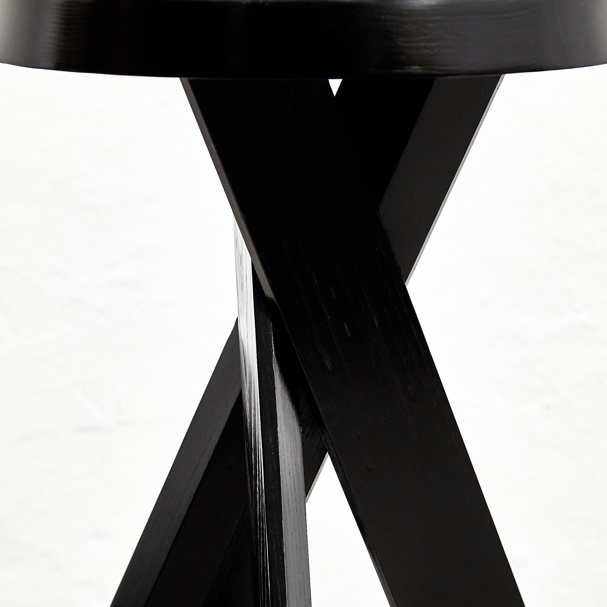 Contemporary Exclusive Pierre Chapo S31b Black Edition Stool, a Timeless French Masterpiece
