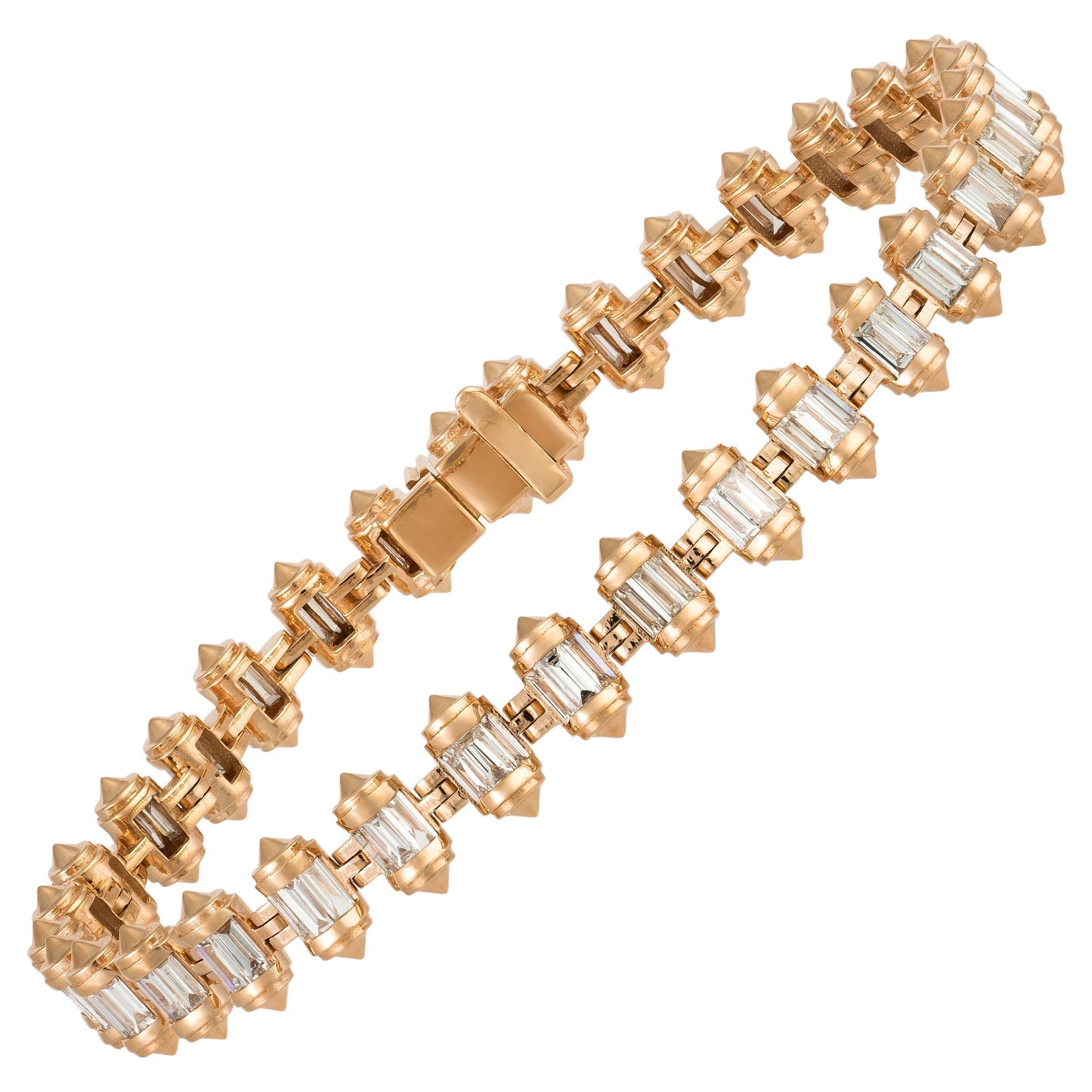 Bracelet exclusif en or rose 18K avec diamant pour elle en vente