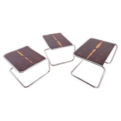 Exklusive seltene Beistelltische aus der Mitte des Jahrhunderts, Cocobolo Palisandr und Chrom, 1950er Jahre.