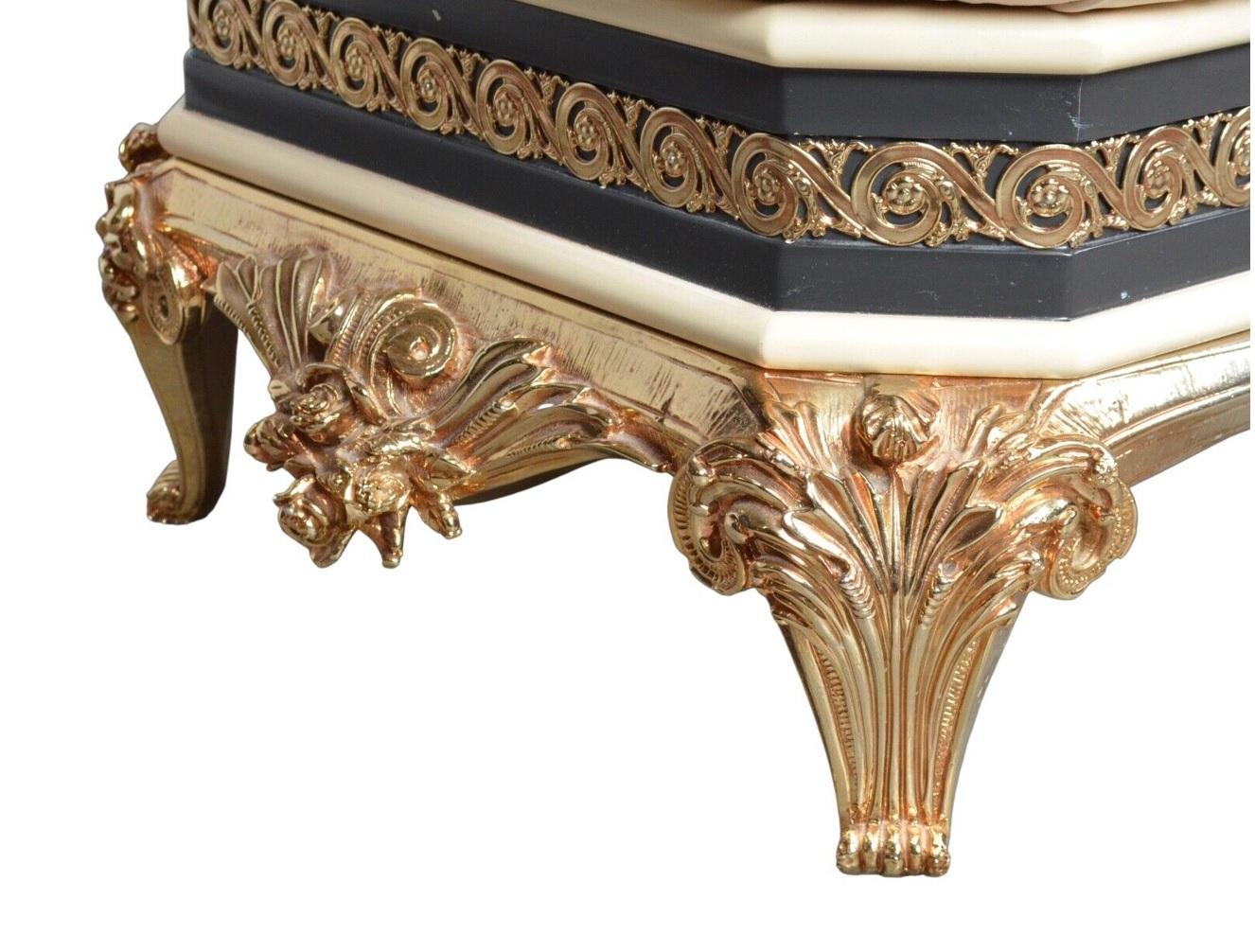 Leather Exclusive Rococo Vidal Grau Footstool, C 1970 / Matching Furniture Available For Sale
