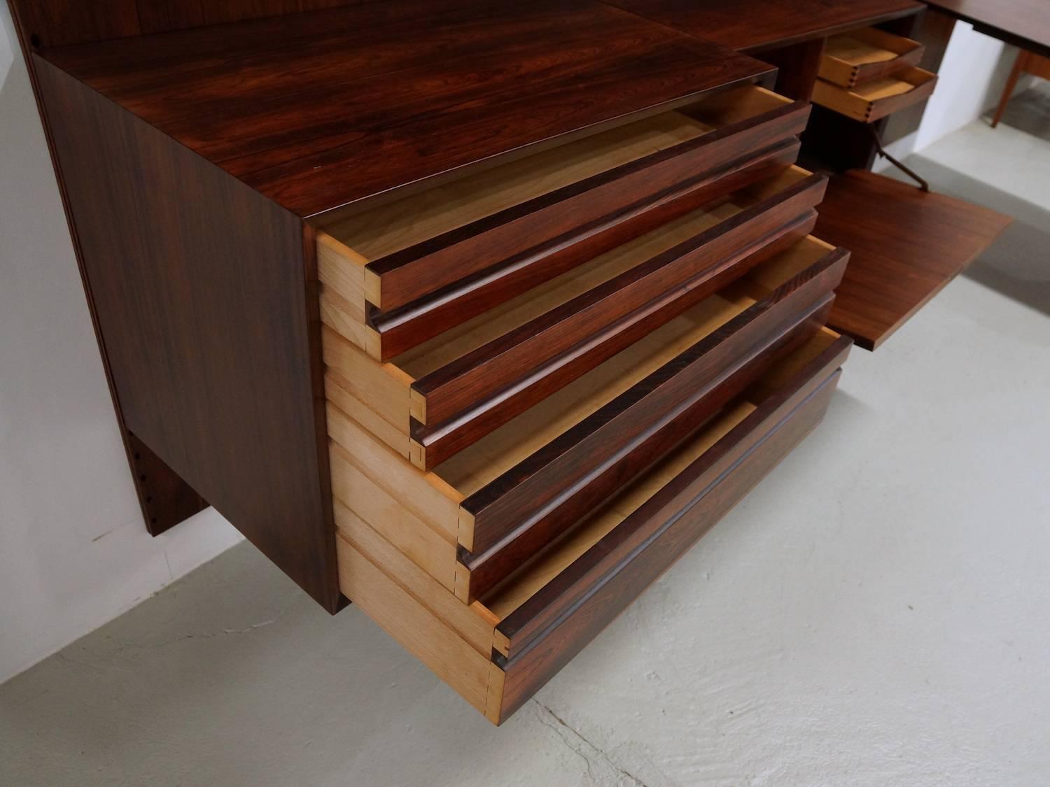 Exclusive Mahogany Modular Wall Unit by Poul Cadovius for Cado, 1950s For Sale 4