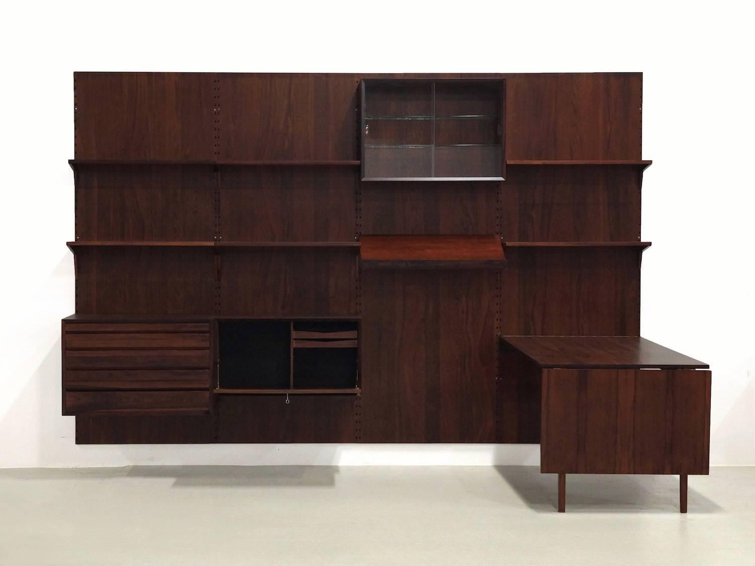 Mid-Century Modern Exclusive Mahogany Modular Wall Unit by Poul Cadovius for Cado, 1950s For Sale