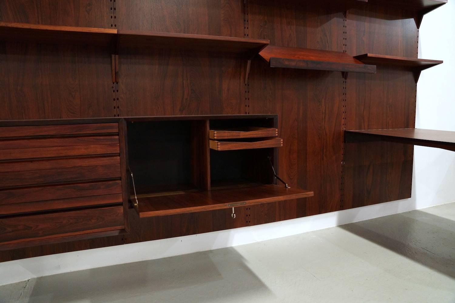 Danish Exclusive Mahogany Modular Wall Unit by Poul Cadovius for Cado, 1950s For Sale