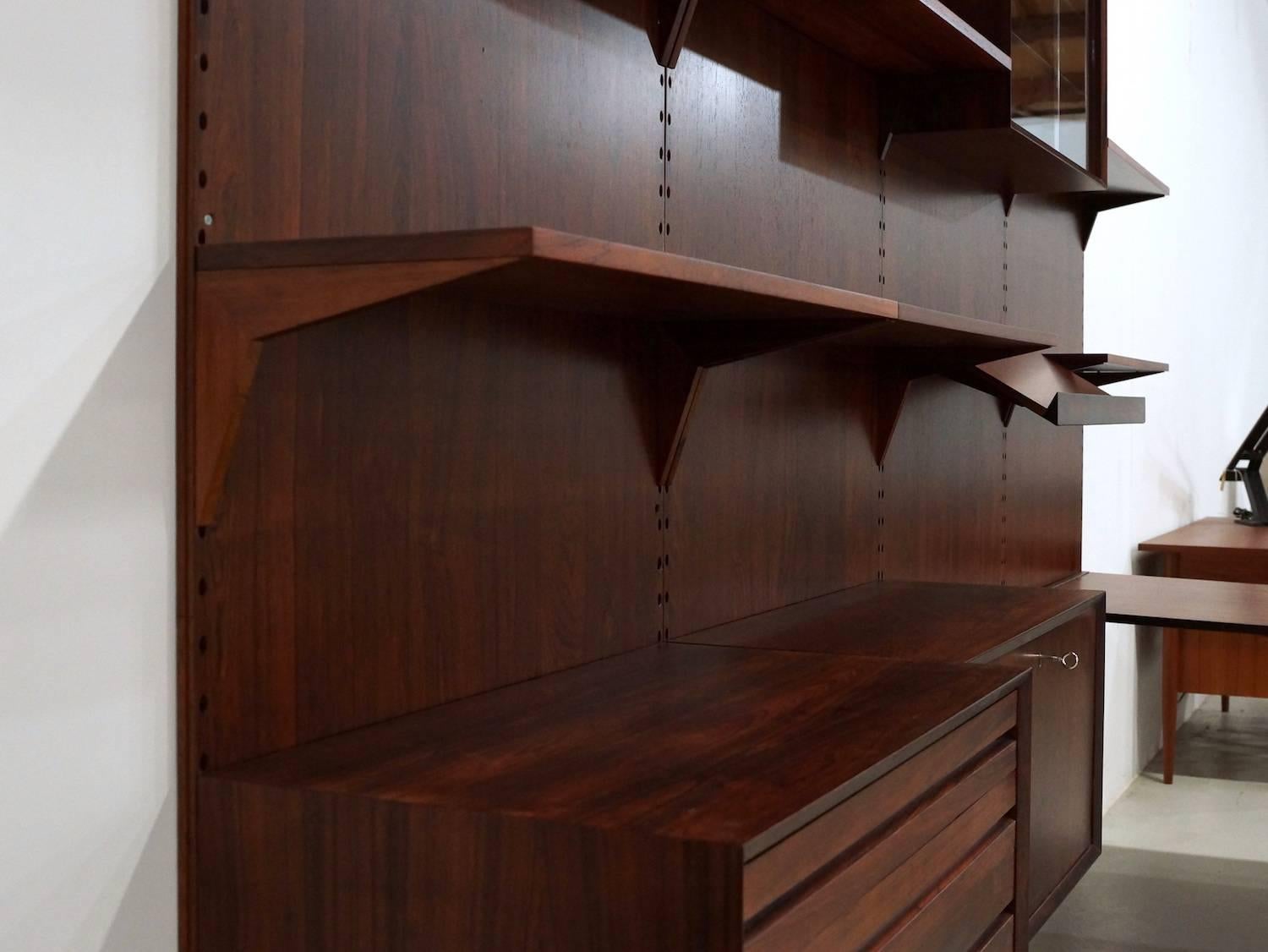 Exclusive Mahogany Modular Wall Unit by Poul Cadovius for Cado, 1950s For Sale 2