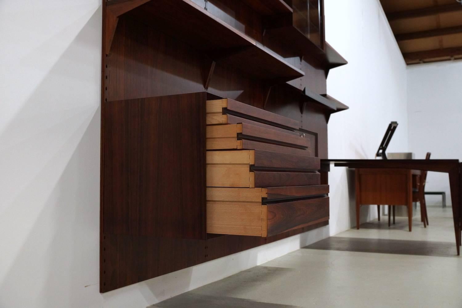 Exclusive Mahogany Modular Wall Unit by Poul Cadovius for Cado, 1950s For Sale 3