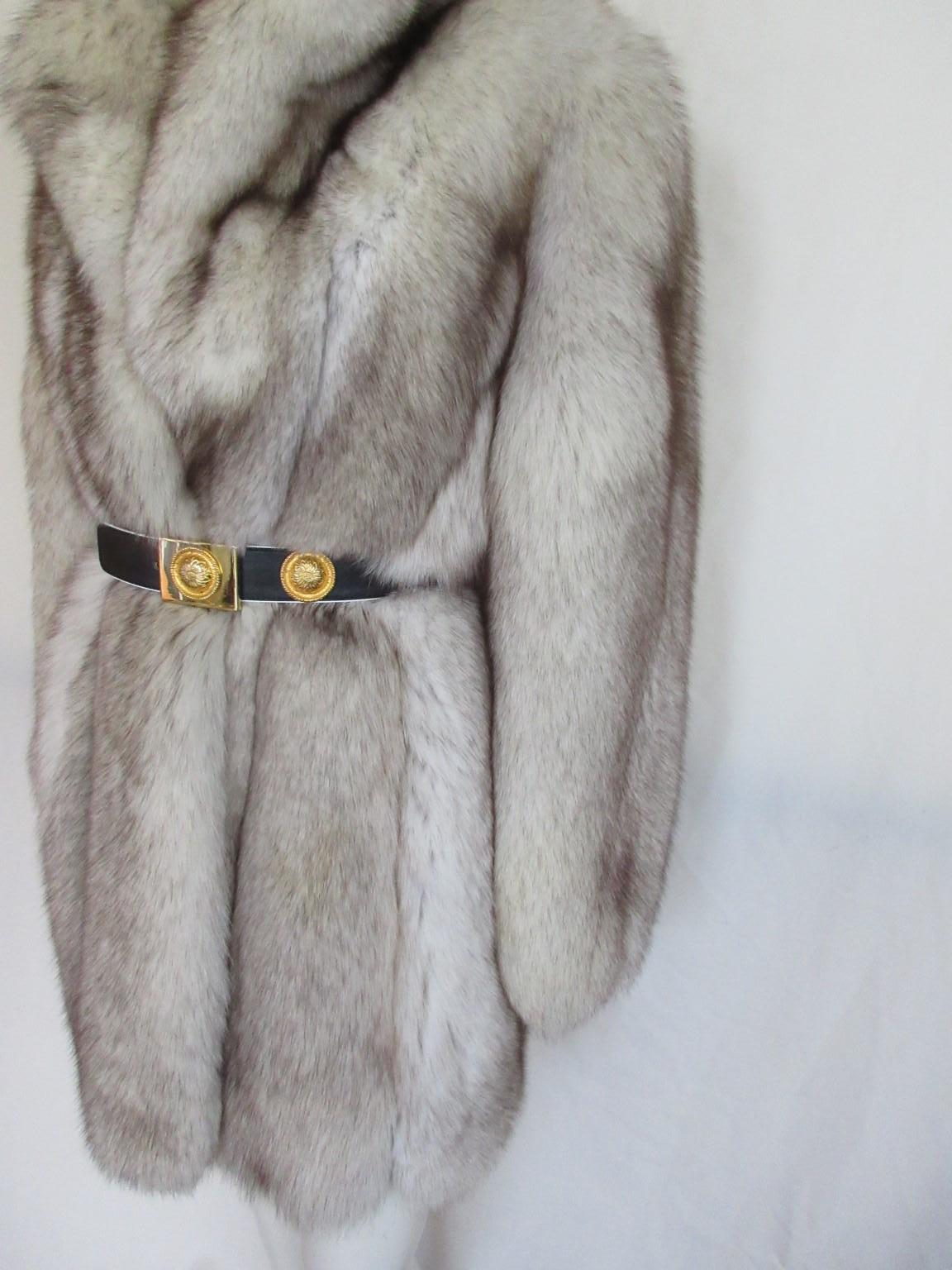 Gray Exclusive Saga Fox White Fur Coat