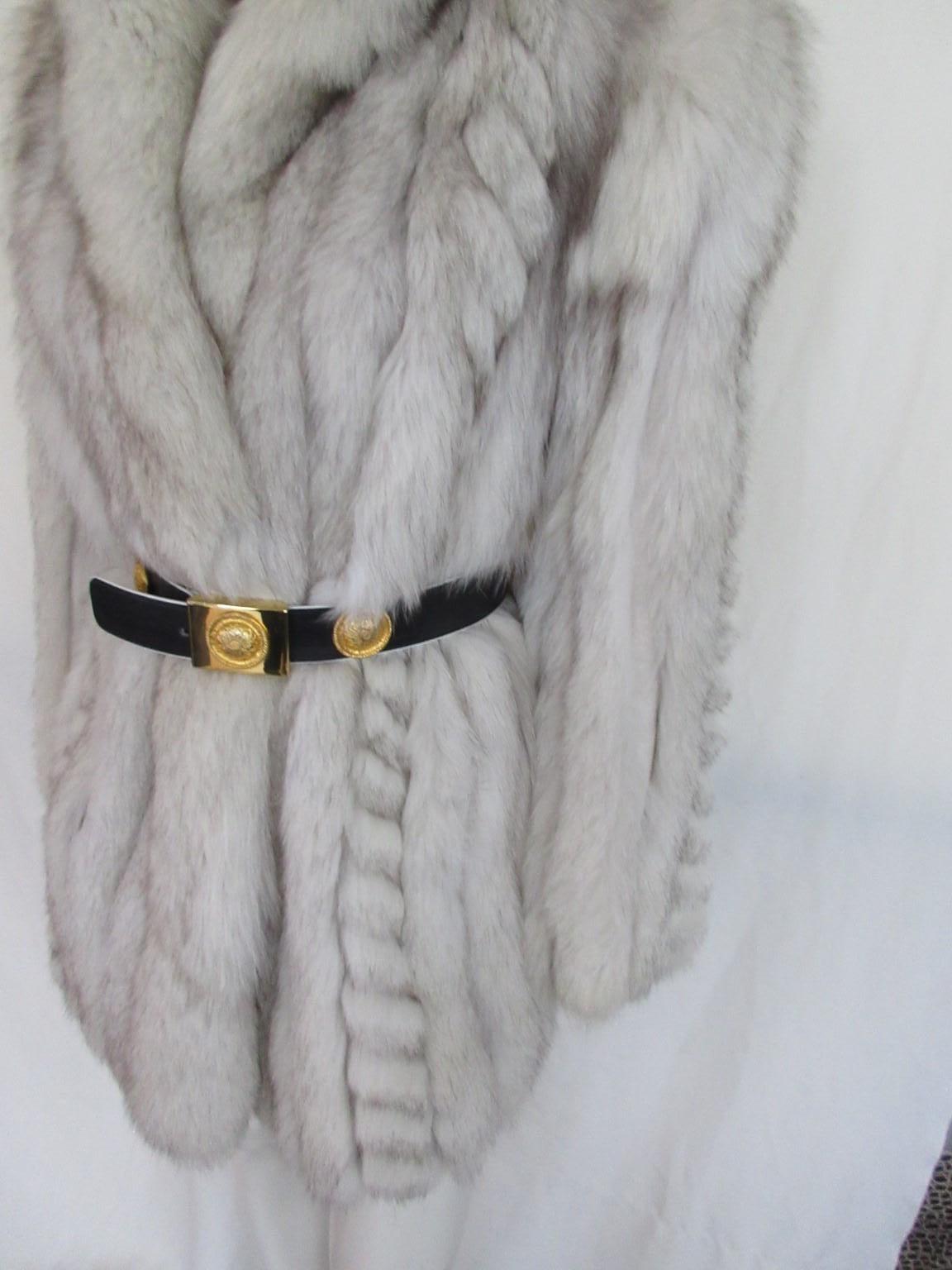 Gray Exclusive Saga Fox White Fur Coat