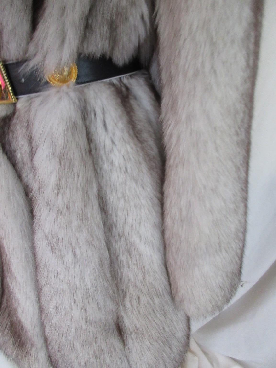 Gray Exclusive Saga Fox White Fur Coat For Sale