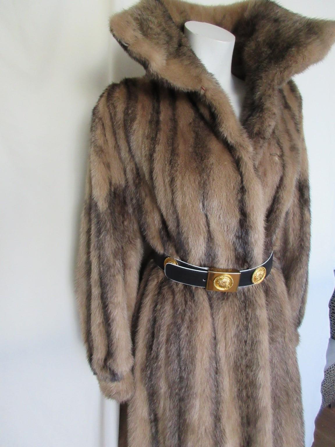 Brown Exclusive Saga Mink Fur Coat For Sale