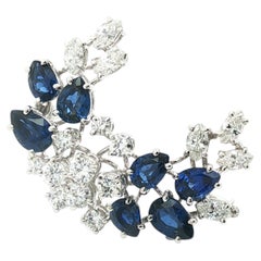 Broche exclusive en saphir et diamant en or blanc 18k