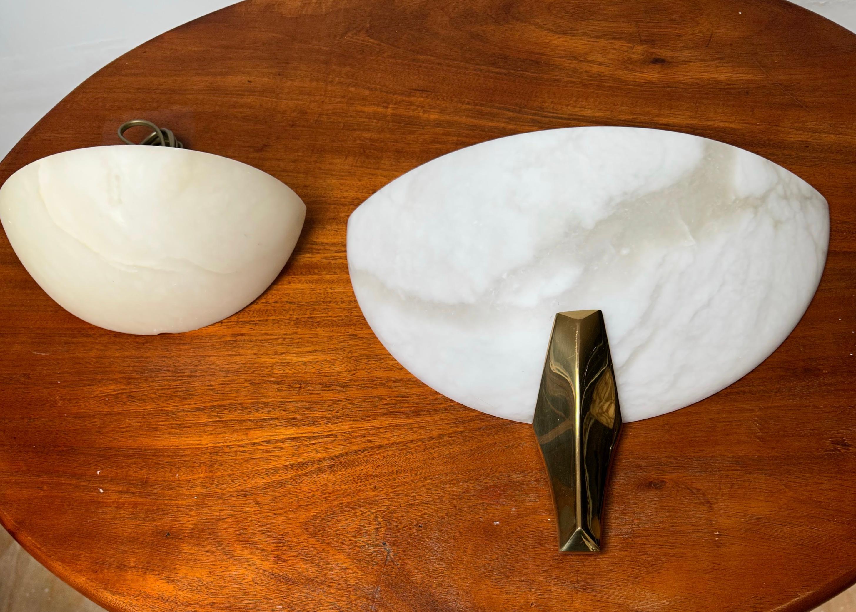 Exclusive Set of 10 Mid-Century Era, Art Deco Style Mint Alabaster Wall Sconces  For Sale 4