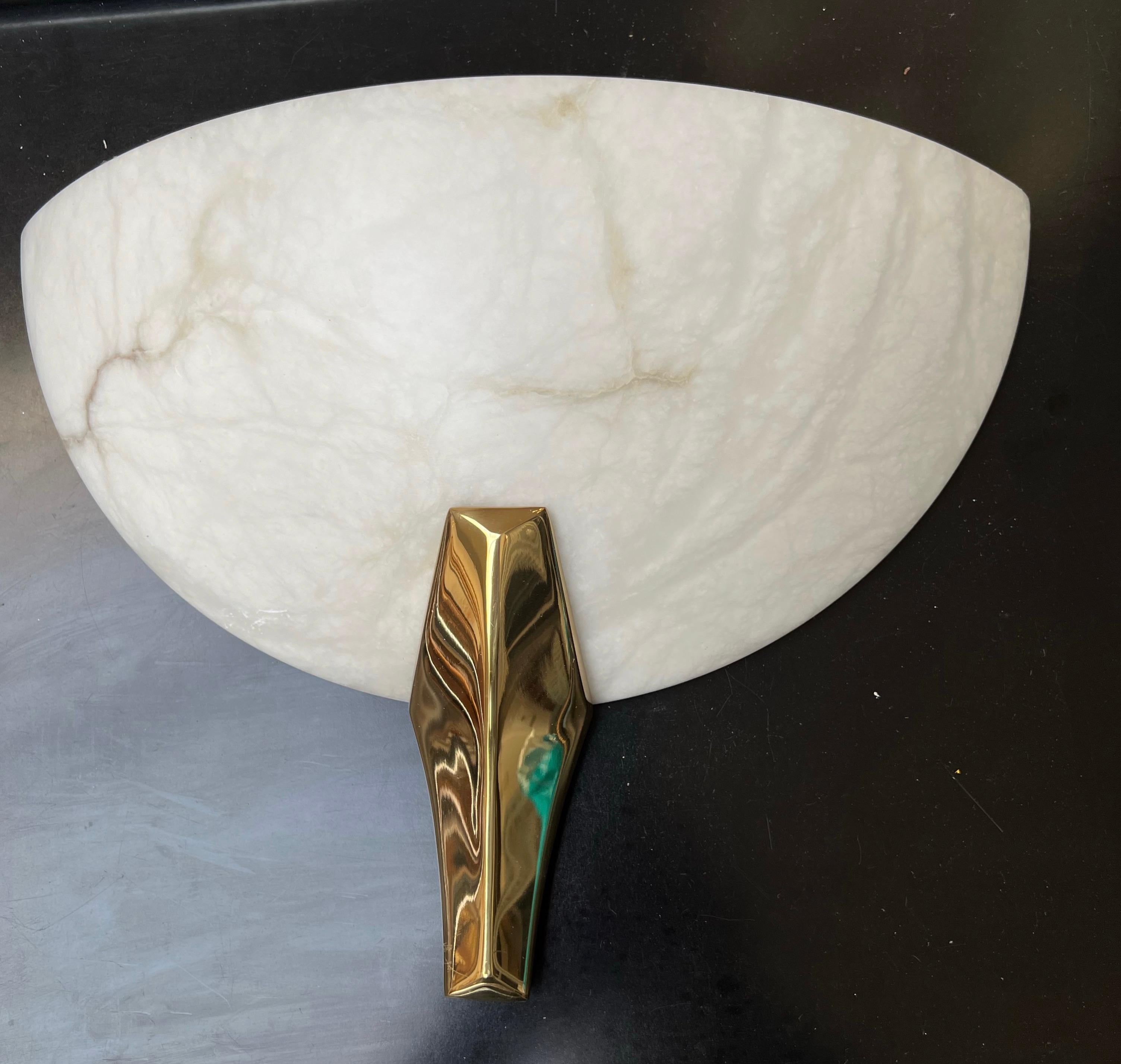 Exclusive Set of 10 Mid-Century Era, Art Deco Style Mint Alabaster Wall Sconces  For Sale 10