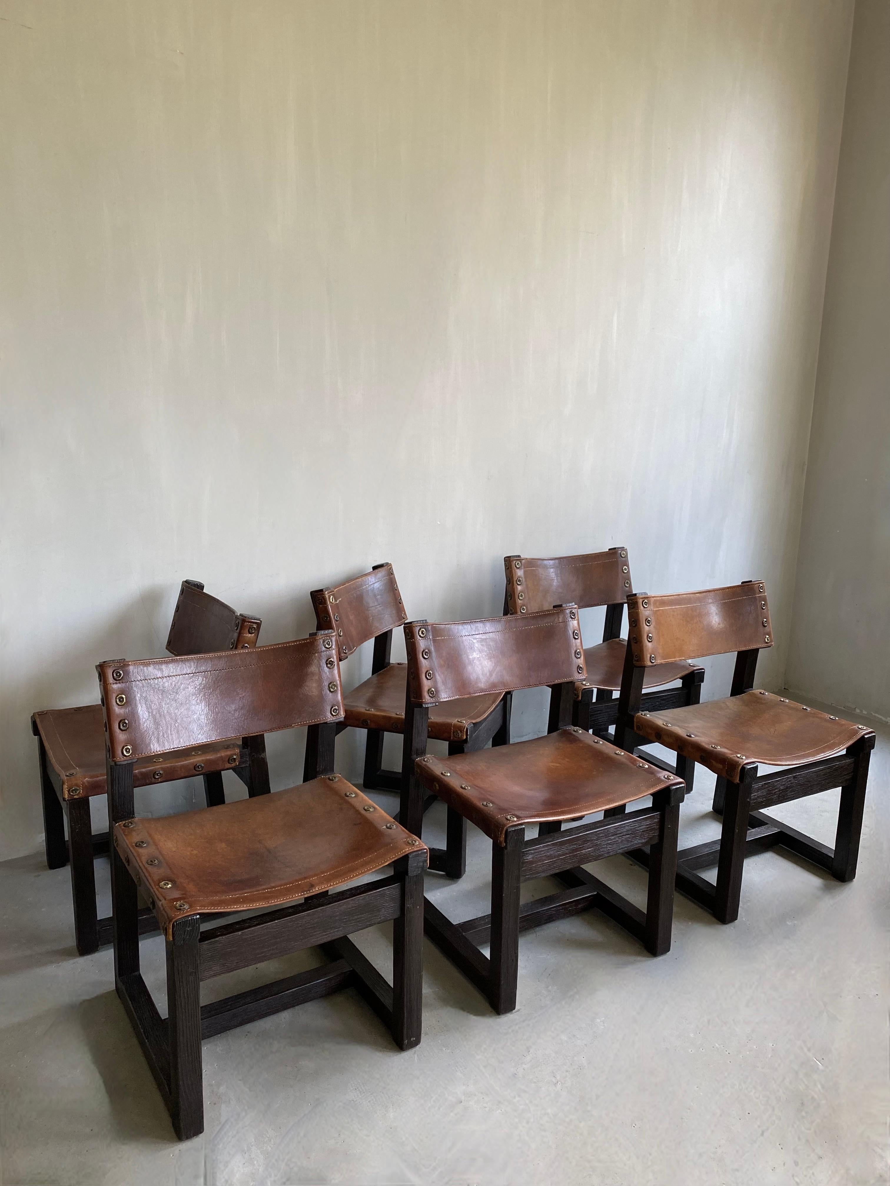 Milieu du XXe siècle Ensemble exclusif de 6 chaises vintage Biosca en vente