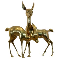 Exclusive Set of Extra Large ‘Bambi’ Brass Deer Sculptures, France, 1970s