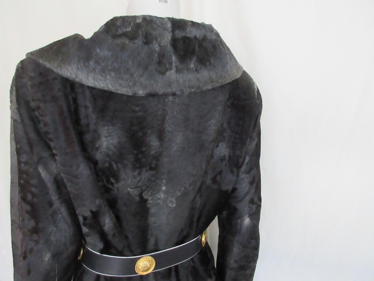 Exclusive Silver Grey Broadtail Lamb Fur Coat For Sale 1