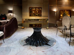 Exclusive Spider Pedestal Large Glass Dining Table, Gattopardo