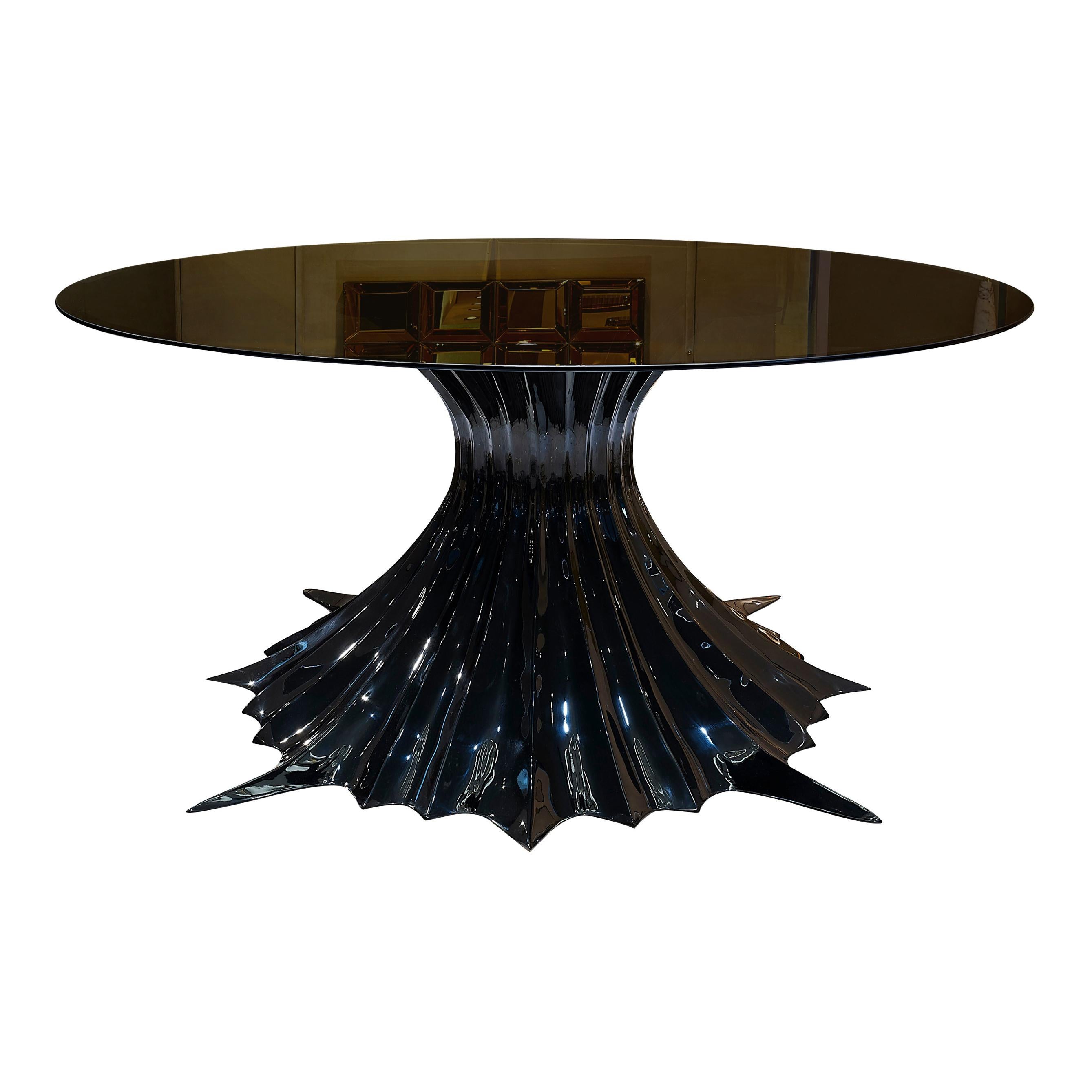 Exclusive Spider Pedestal Large Glass Dining Table, Gattopardo For Sale