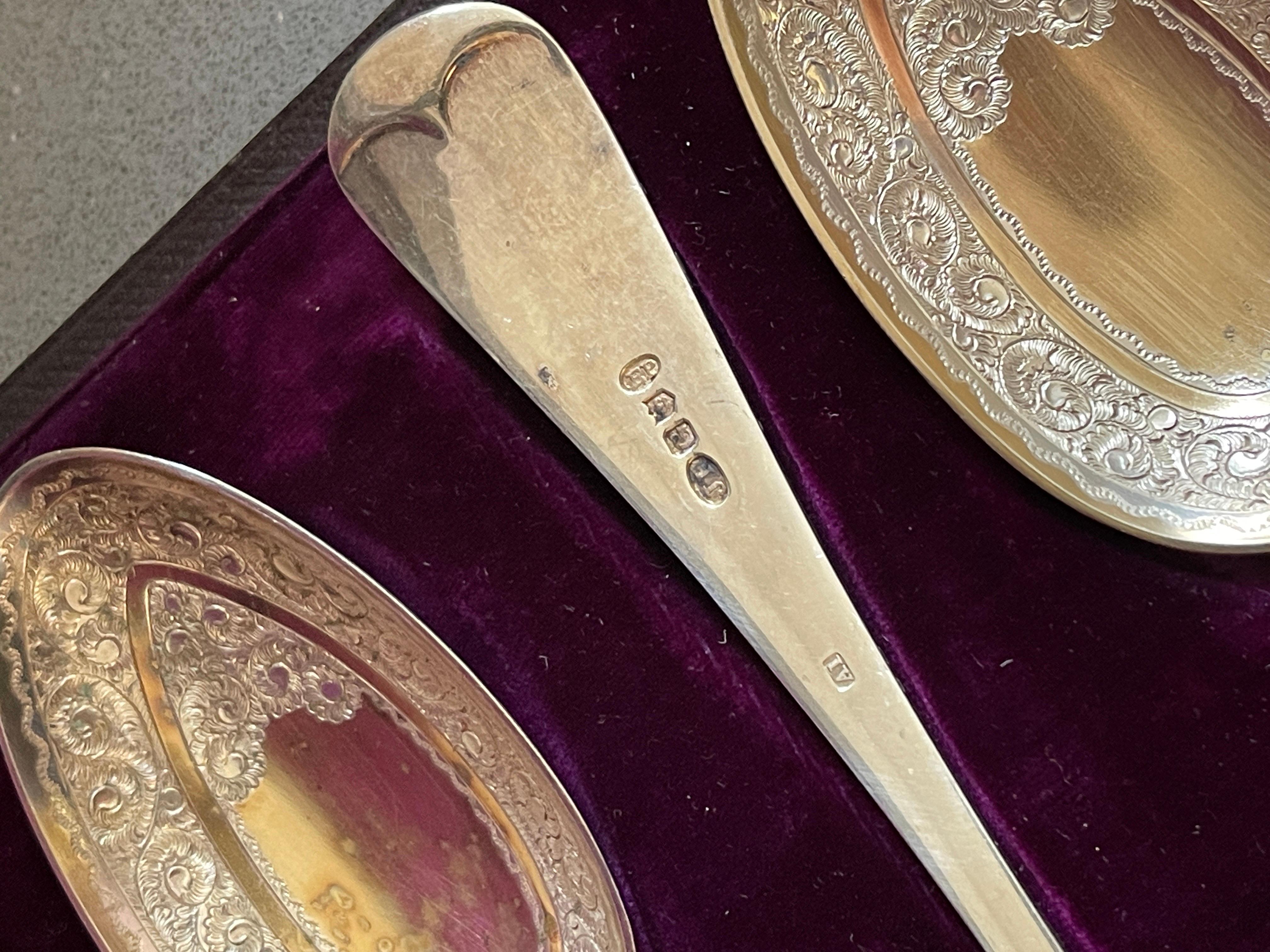 Early 20th Century Exclusive Silver SPOONS, 4 pcs. Antique Silver Dinner Spoon & Box Flat Ware For Sale
