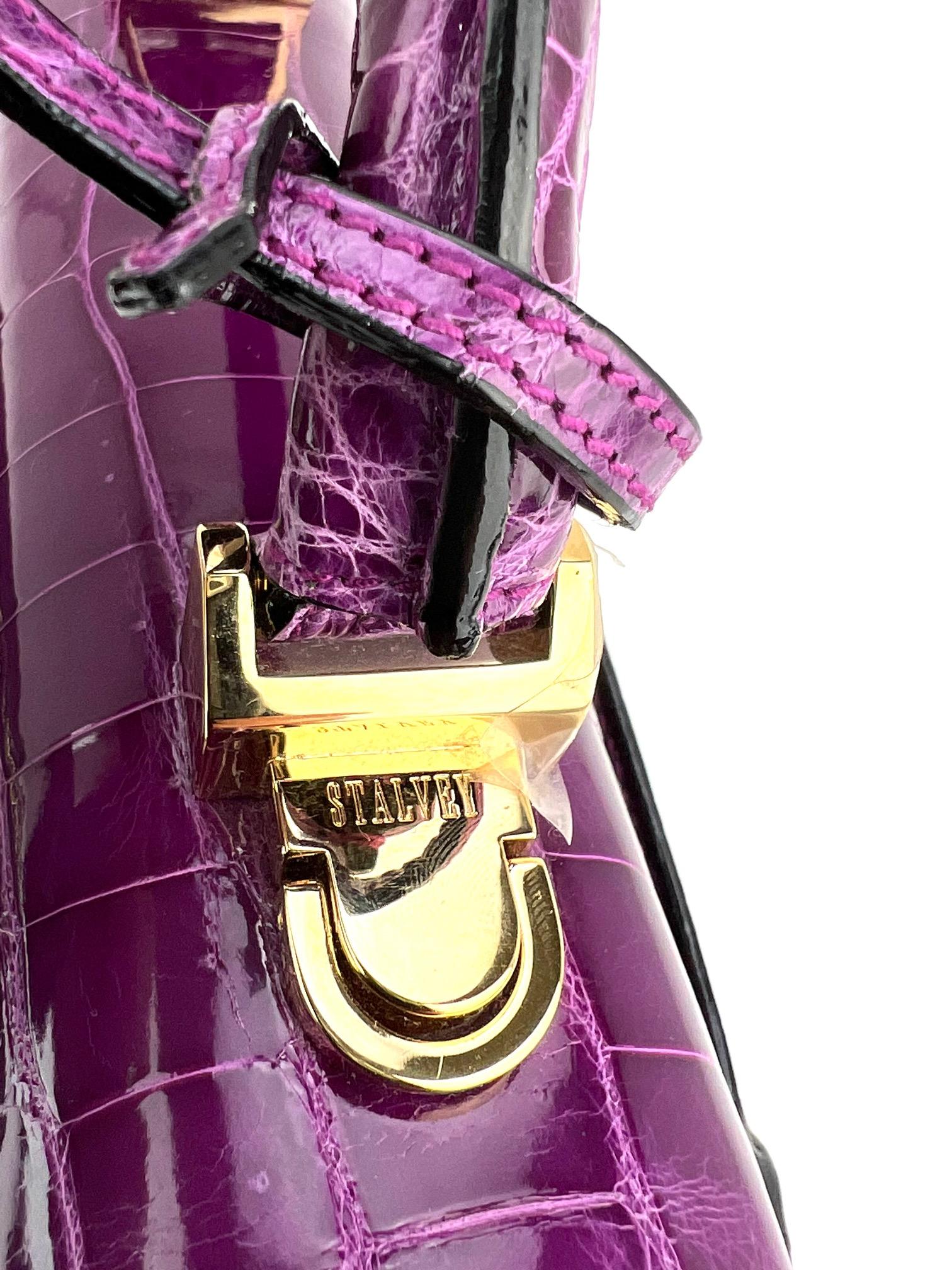 Purple Exclusive Stalvey Top Handle 2.0 Alligator Bag Crossbody Luxury  For Sale