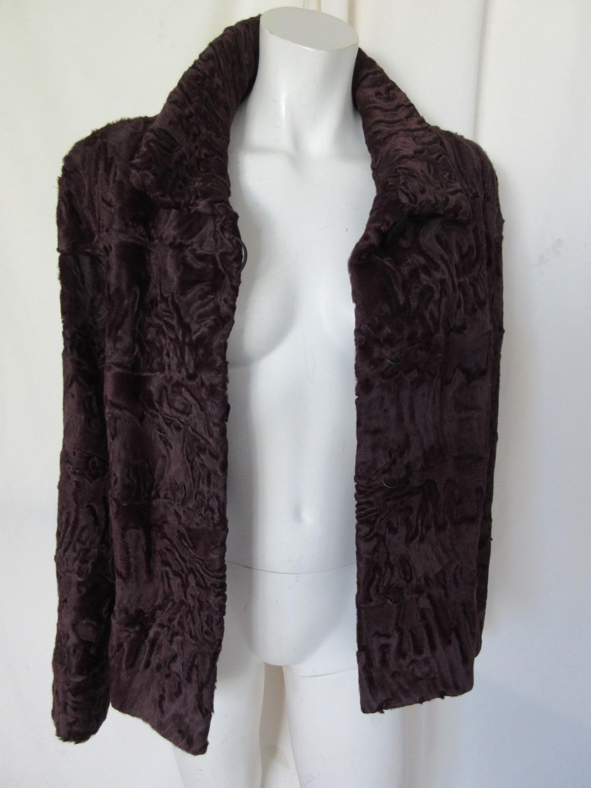 Exclusive Swakara Lamb Fur Jacket Bordeaux For Sale 1