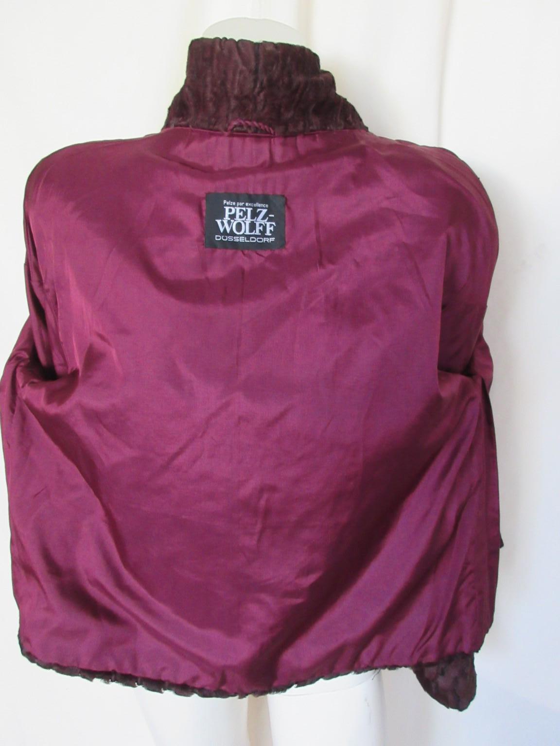 Exclusive Swakara Lamb Fur Jacket Bordeaux For Sale 2