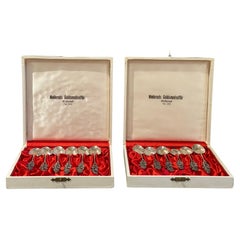 Exclusive Tea COFFEE SPOONS, 12 pcs. A Pair of Sterling Silver & Boxes Melleruds