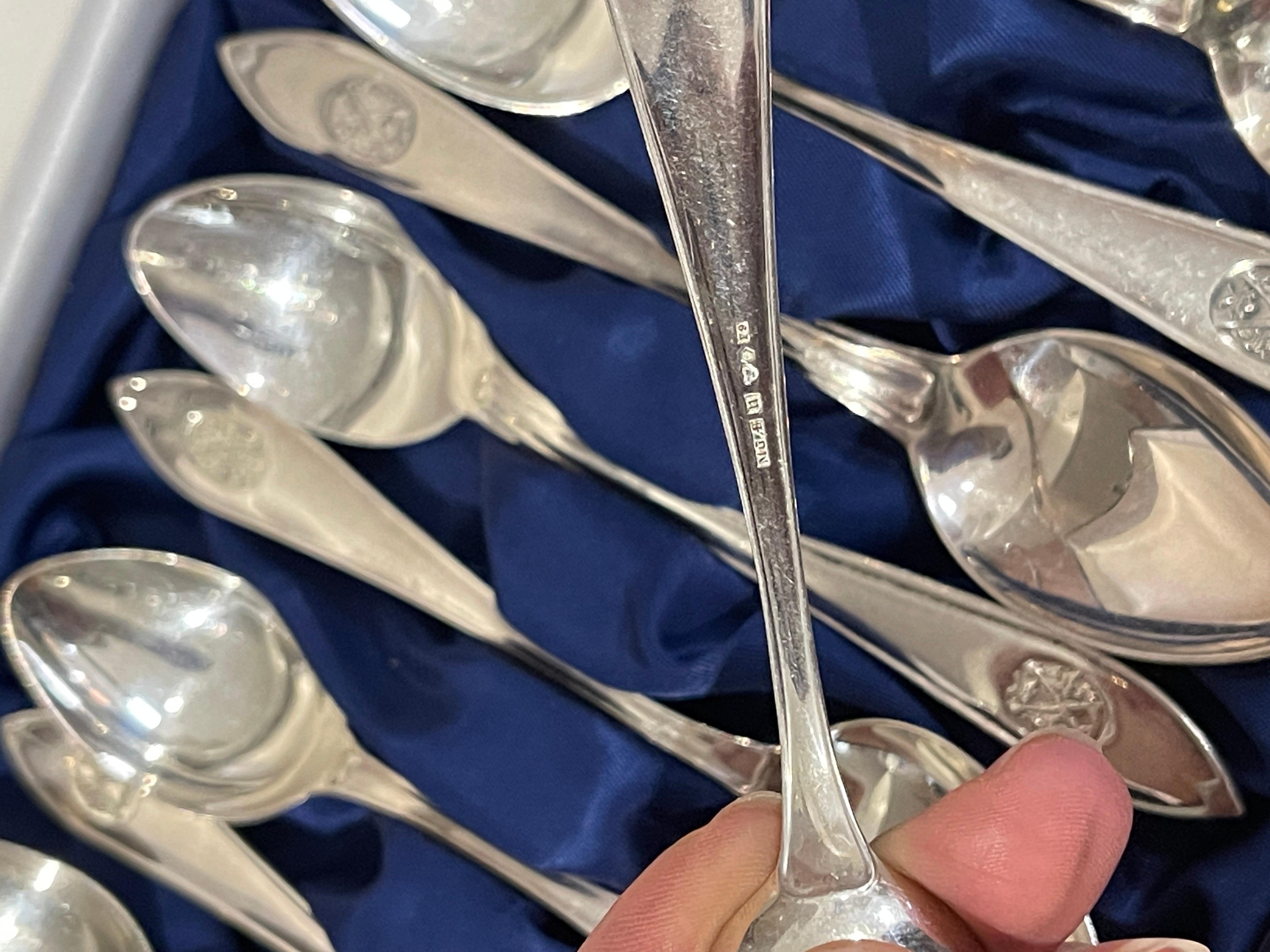 Exclusive Tea COFFEE SPOONS, 12 pcs. Sterling Silver & Box, Markströms Guldsmed 4