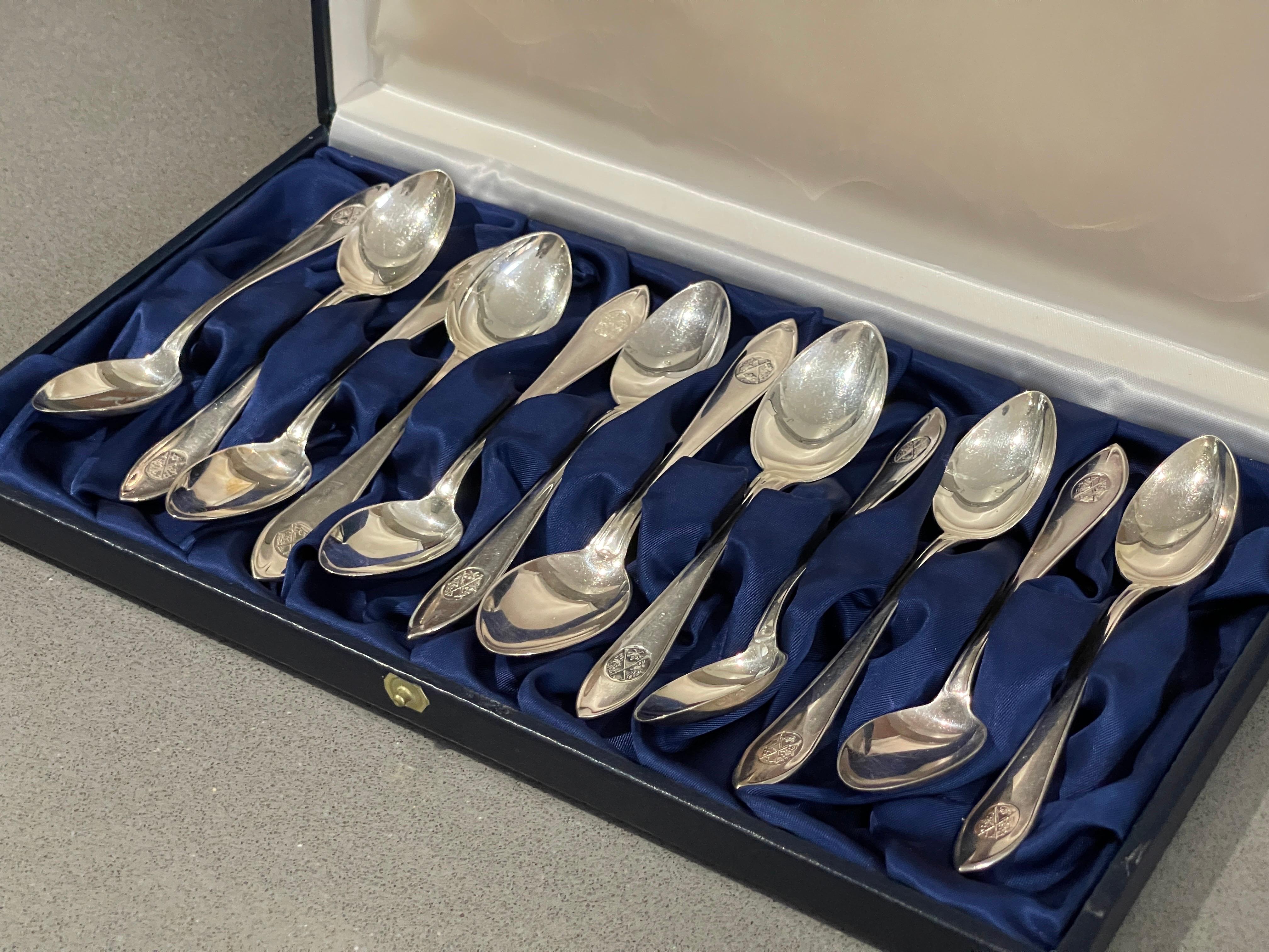Exclusive Tea COFFEE SPOONS, 12 pcs. Sterling Silver & Box, Markströms Guldsmed 9