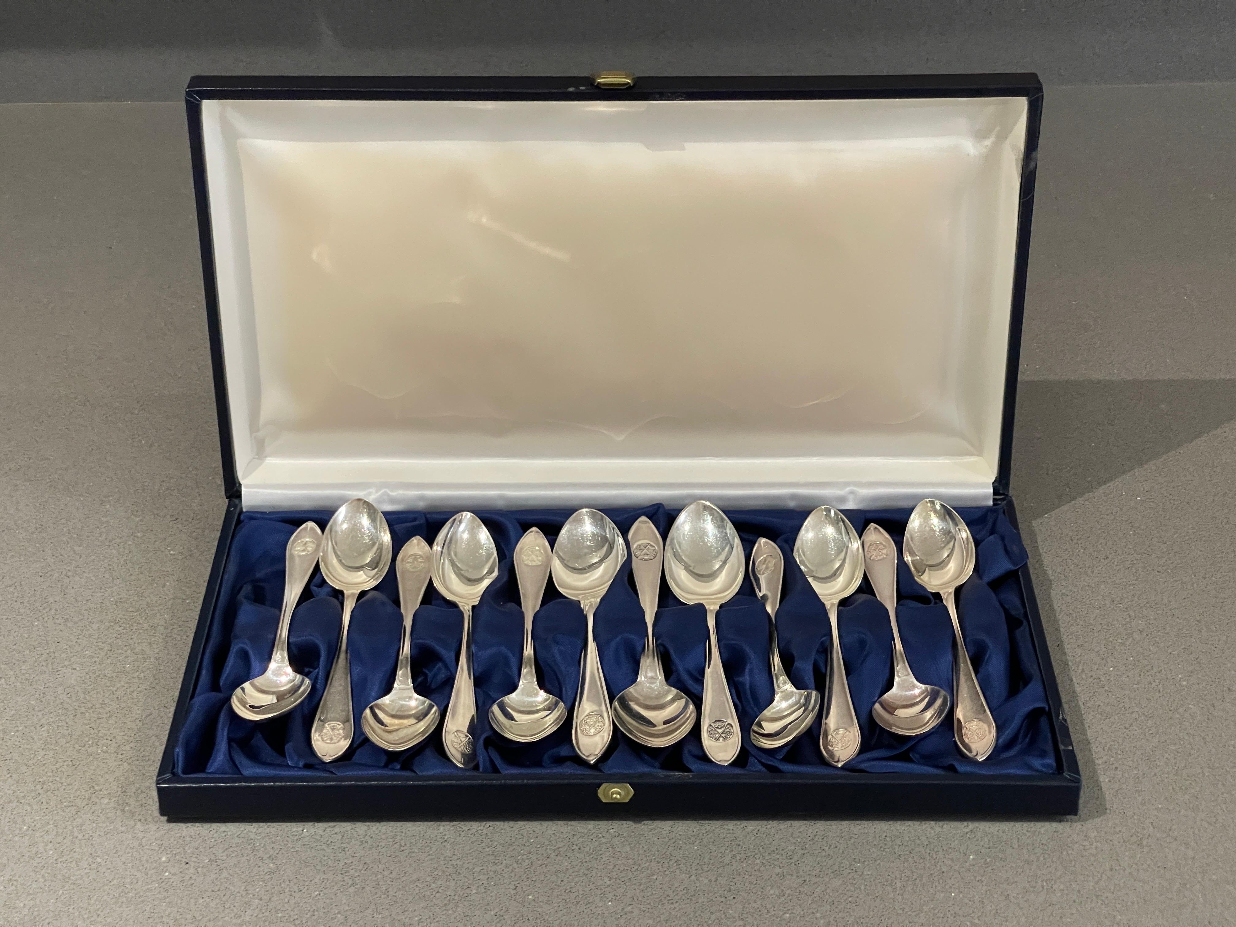 Exclusive Tea COFFEE SPOONS, 12 pcs. Sterling Silver & Box, Markströms Guldsmed 10