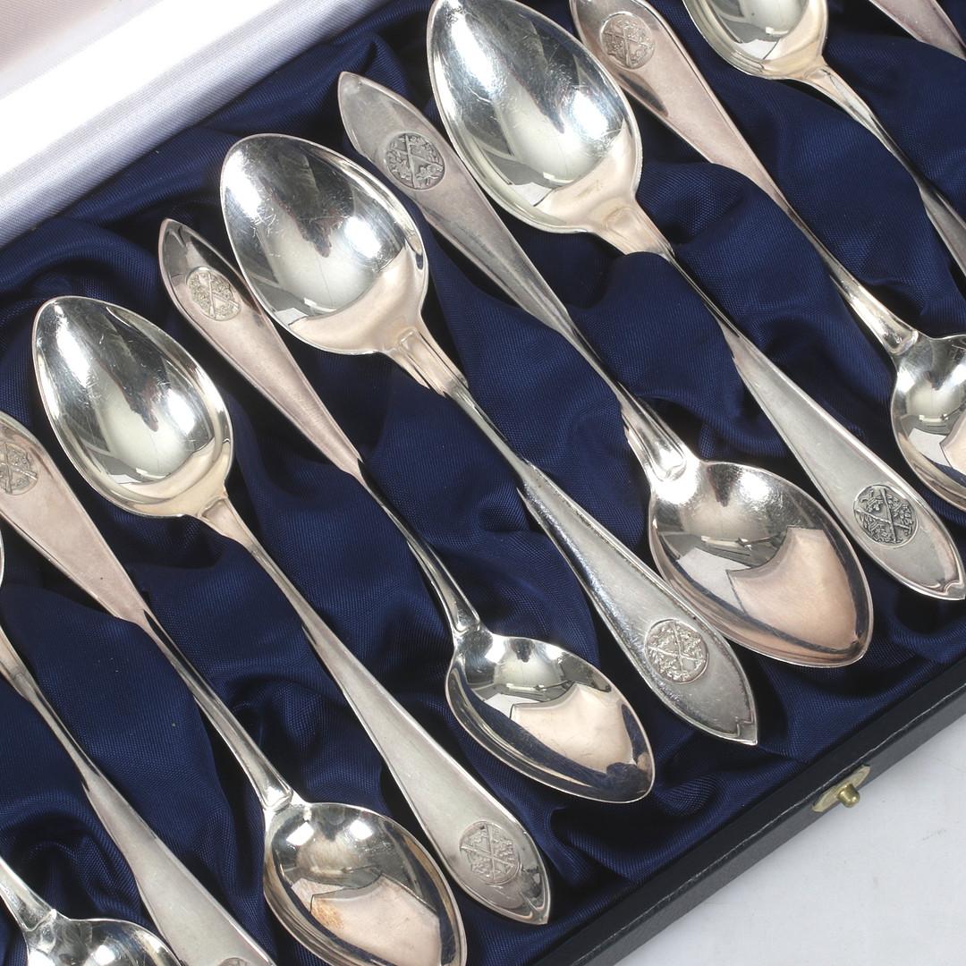 Gold Plate Exclusive Tea COFFEE SPOONS, 12 pcs. Sterling Silver & Box, Markströms Guldsmed