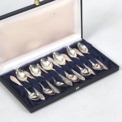 Exclusive Tea COFFEE SPOONS, 12 pcs. Sterling Silver & Box, Markströms Guldsmed