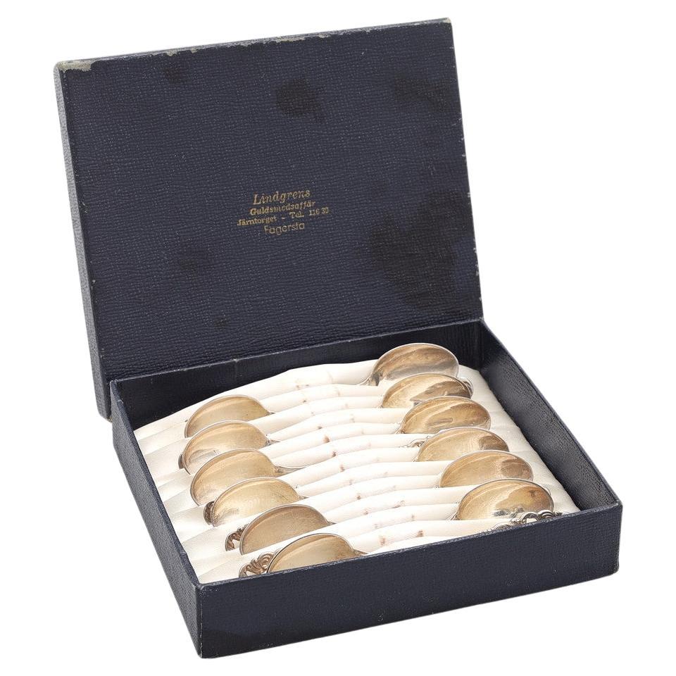 Exclusive Tea COFFEE SPOONS, 12 pcs. Sterling Silver & Box, Mignon For Sale
