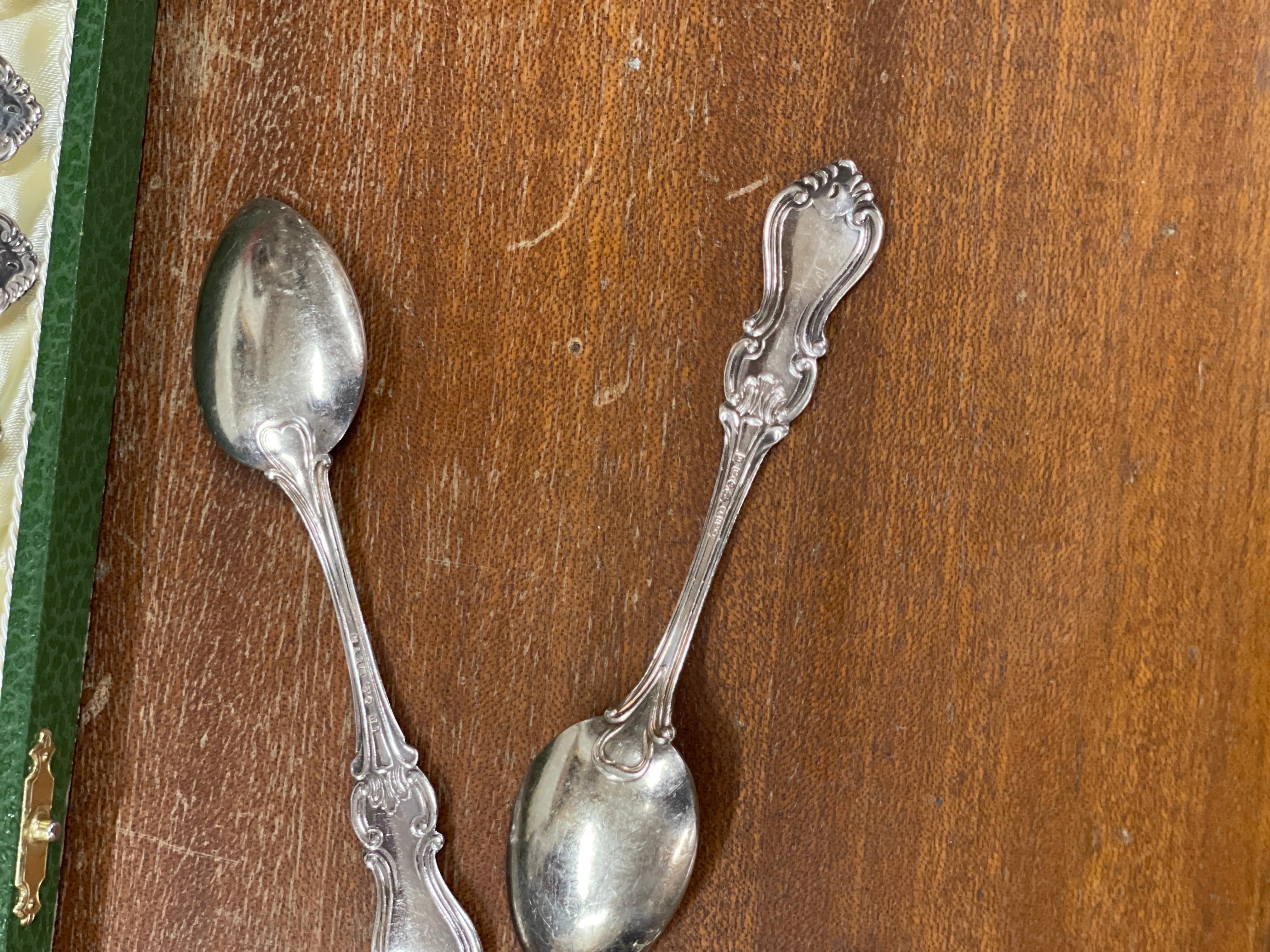 Exclusive Tea COFFEE SPOONS, 12 pcs. Sterling Silver & Box, Model Olga For Sale 3
