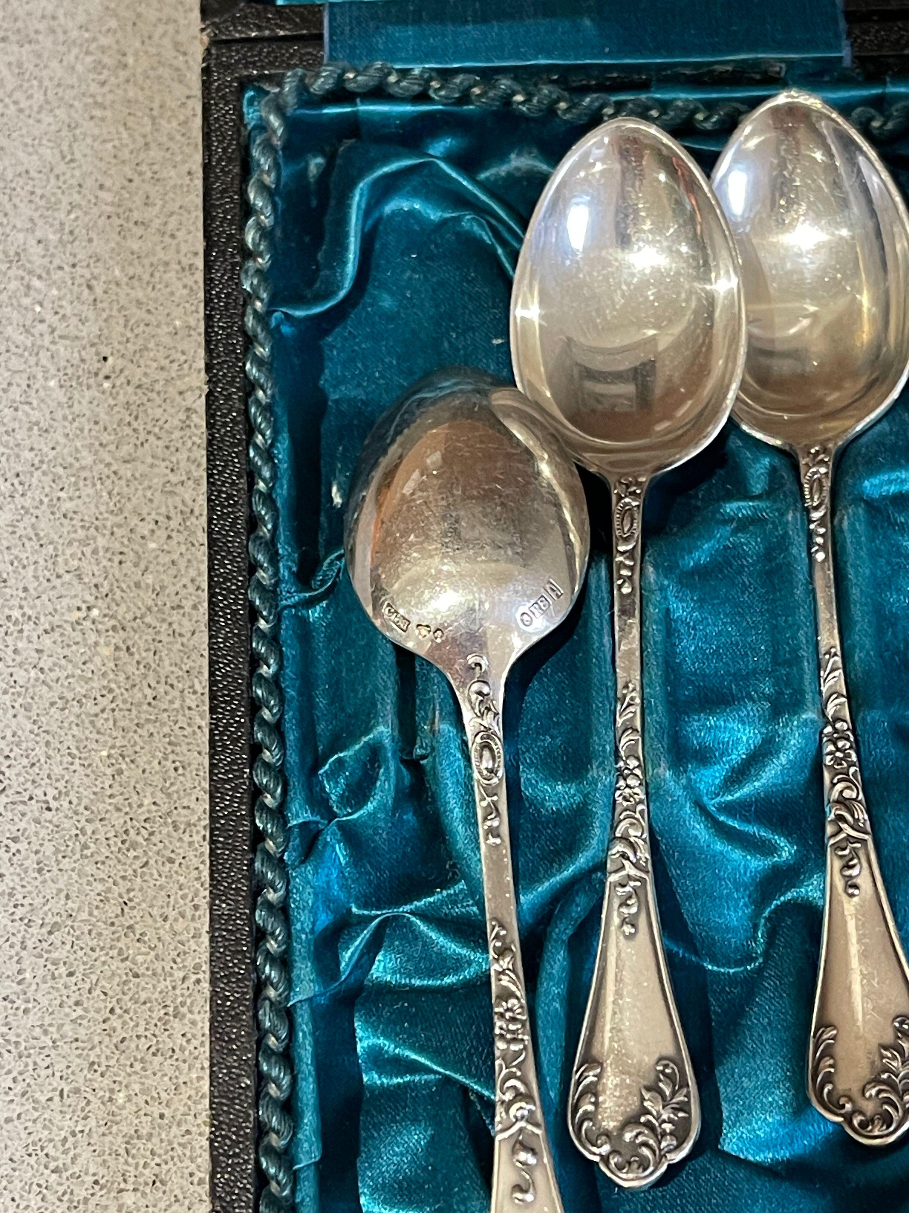 Cucharillas de café exclusivas para té, 12 uds. Plata de ley y caja, Model Olga en venta 7