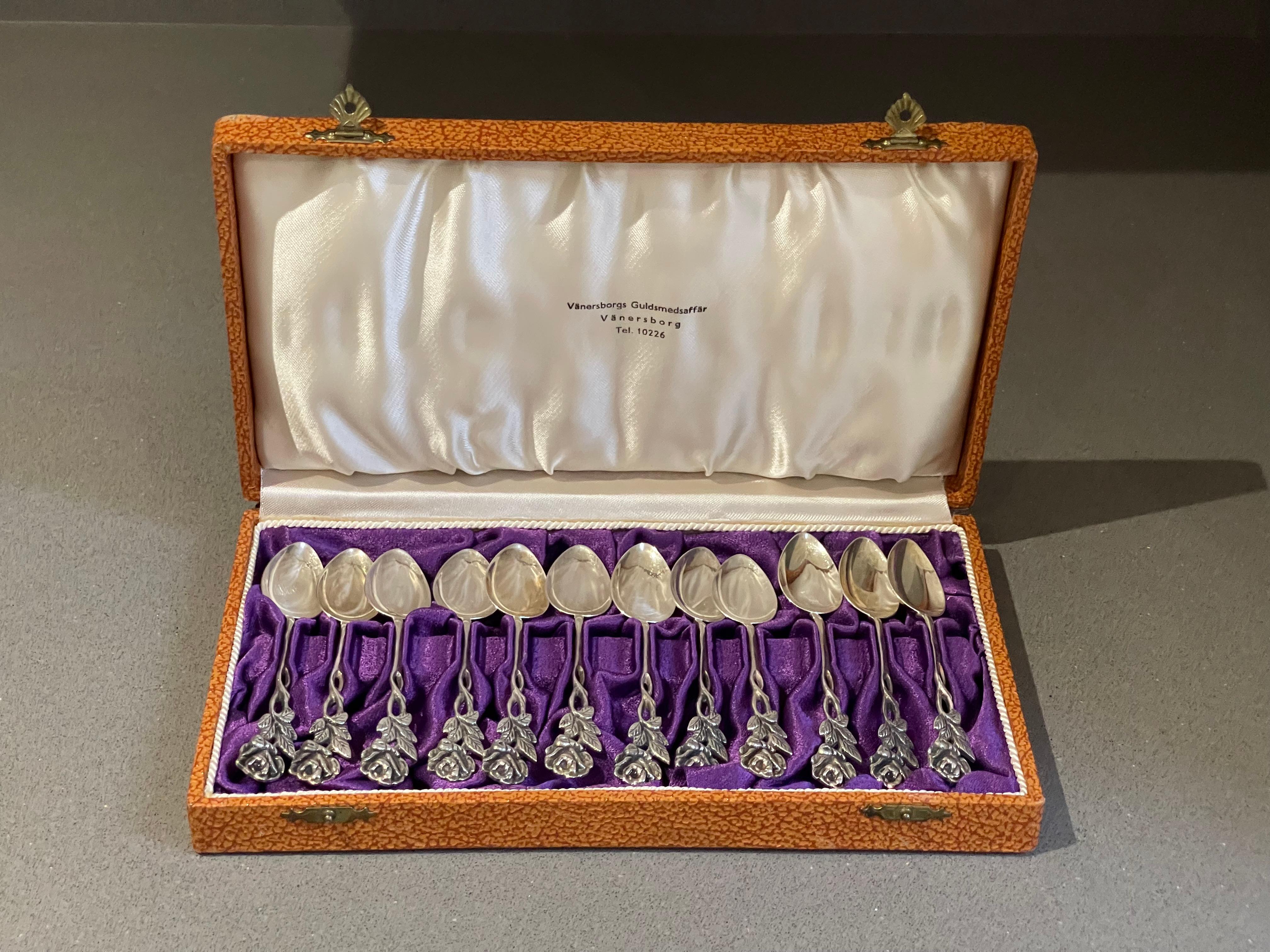 Cucharillas de café exclusivas para té, 12 uds. Espátula y TONOS para Tartas de Plata de Ley y Caja. en venta 5