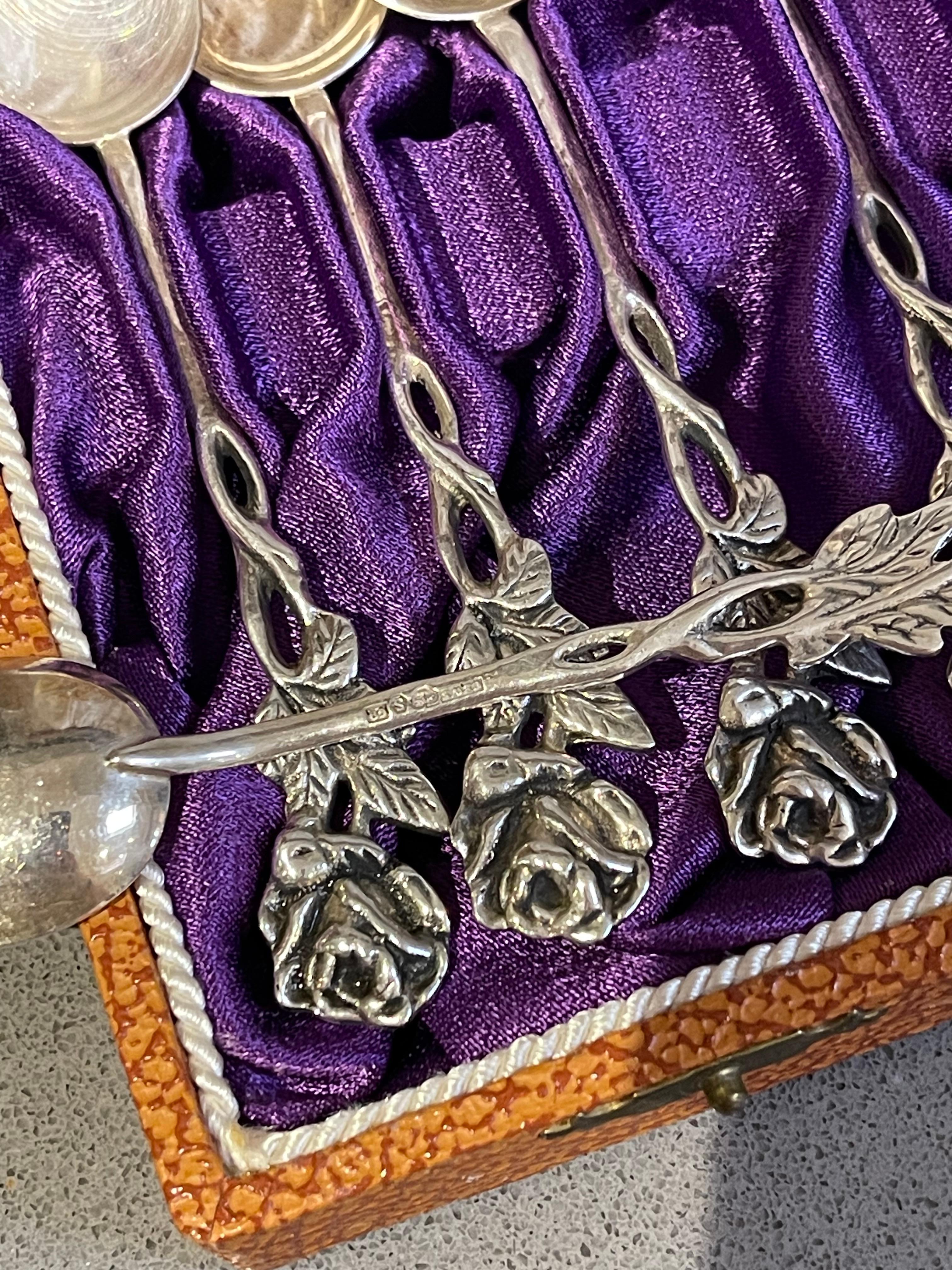 Cucharillas de café exclusivas para té, 12 uds. Espátula y TONOS para Tartas de Plata de Ley y Caja. Tallado en venta