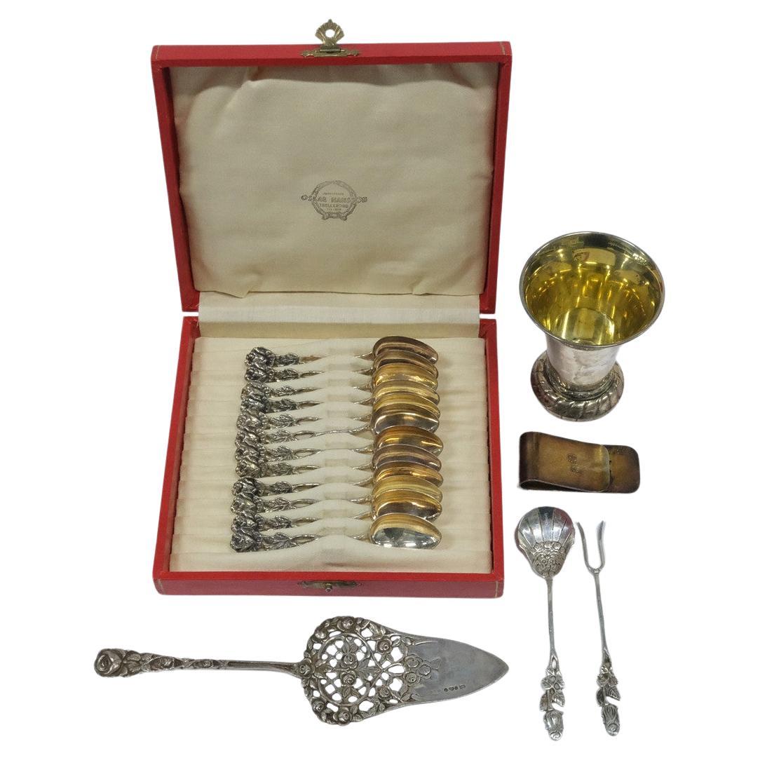 Cucharillas de café exclusivas para té, 12 uds. Espátula y TONOS para Tartas de Plata de Ley y Caja.
