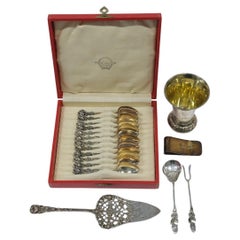 Cucharillas de café exclusivas para té, 12 uds. Espátula y TONOS para Tartas de Plata de Ley y Caja.