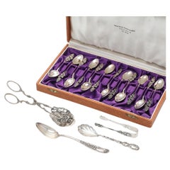 Cucharillas de café exclusivas para té, 12 uds. Espátula y TONOS para Tartas de Plata de Ley y Caja.