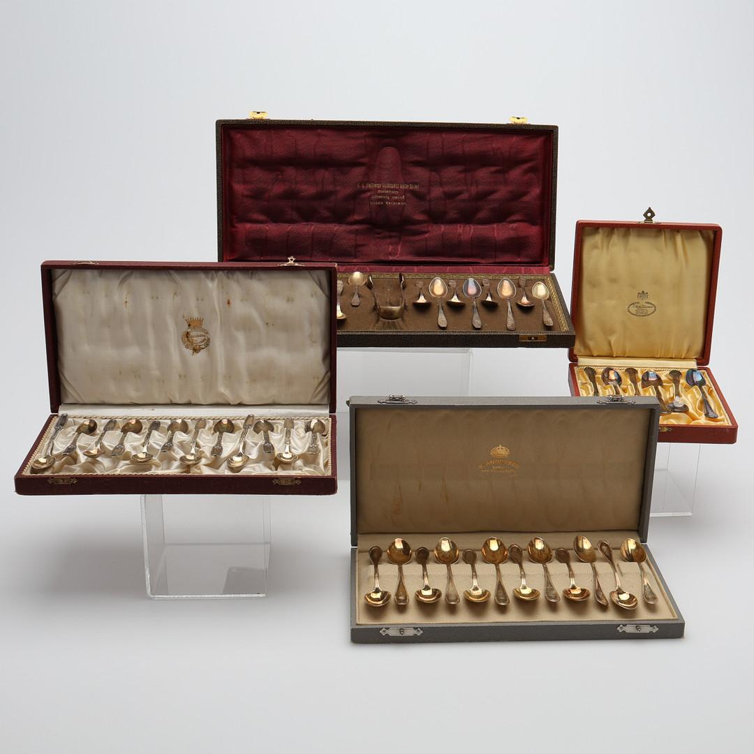 Cucharillas de café exclusivas para té, 47 uds. Caja de 4 juegos de plata de ley y colección de rarezas en venta 3