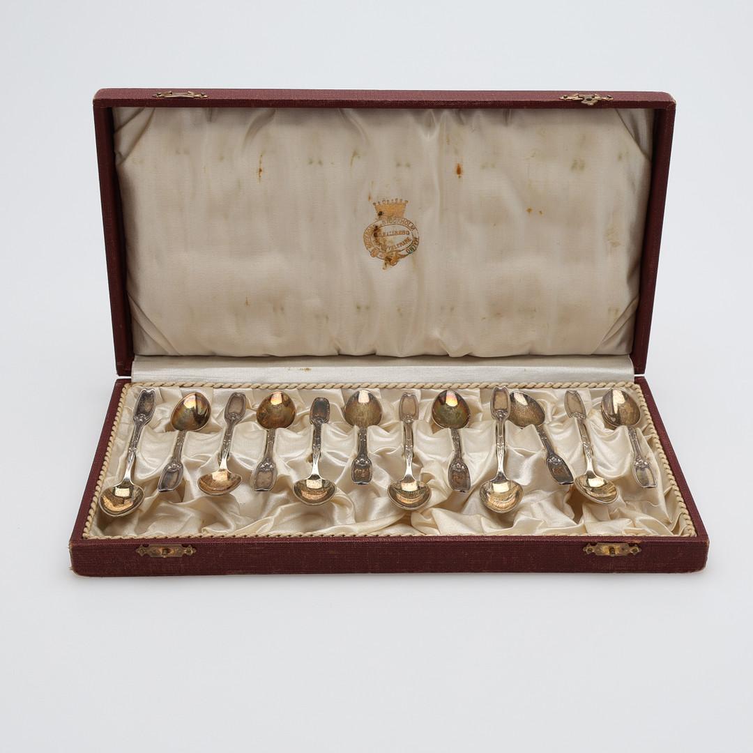 Cucharillas de café exclusivas para té, 47 uds. Caja de 4 juegos de plata de ley y colección de rarezas Tallado en venta
