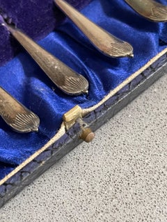 Exclusive Silver Tea COFFEE SPOONS, 6 pcs. Sterling Silver & Box, Antique Spoons