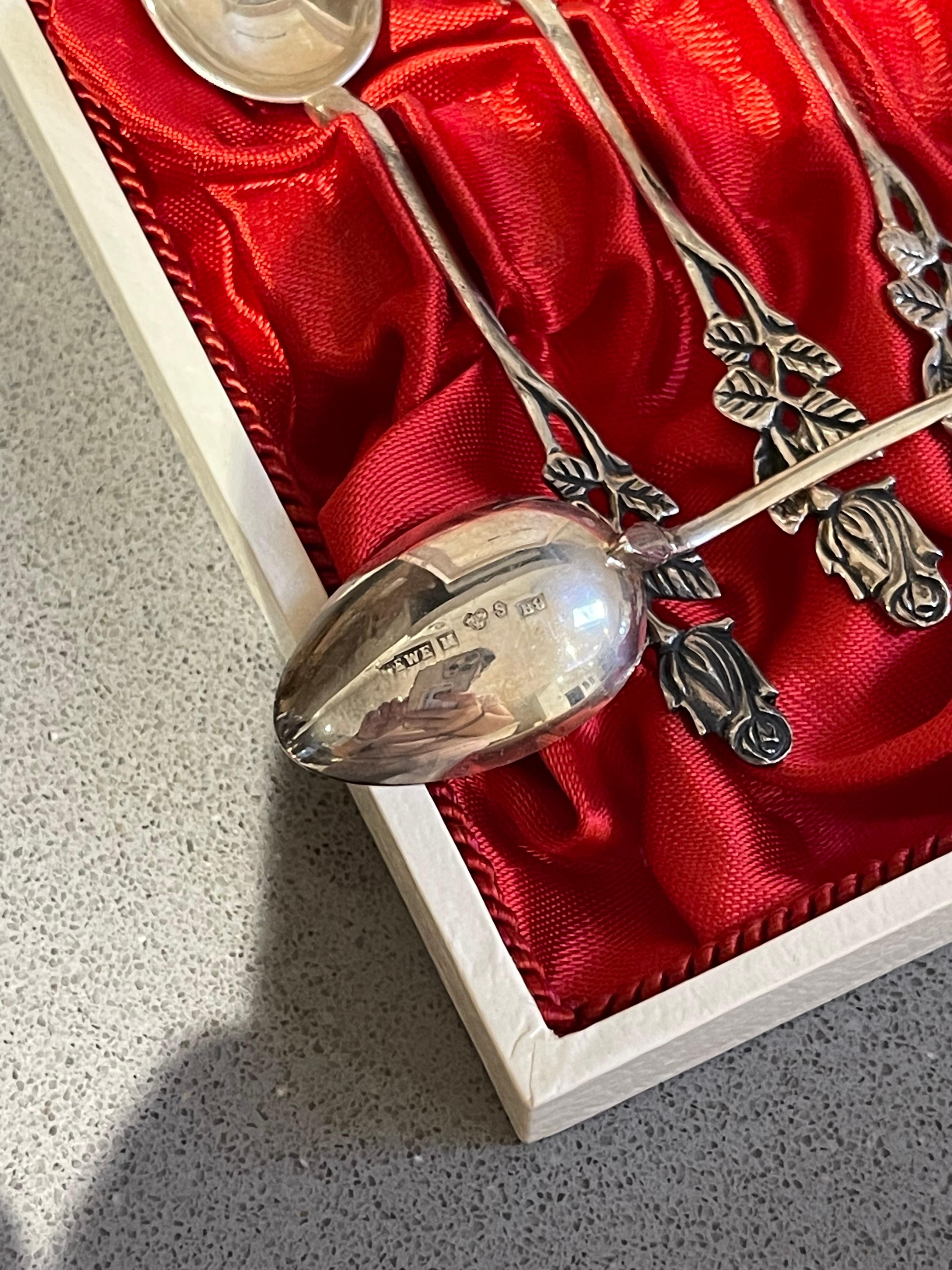 Gold Plate Exclusive Tea COFFEE SPOONS, 6 pcs. Sterling Silver & Box, Melleruds For Sale