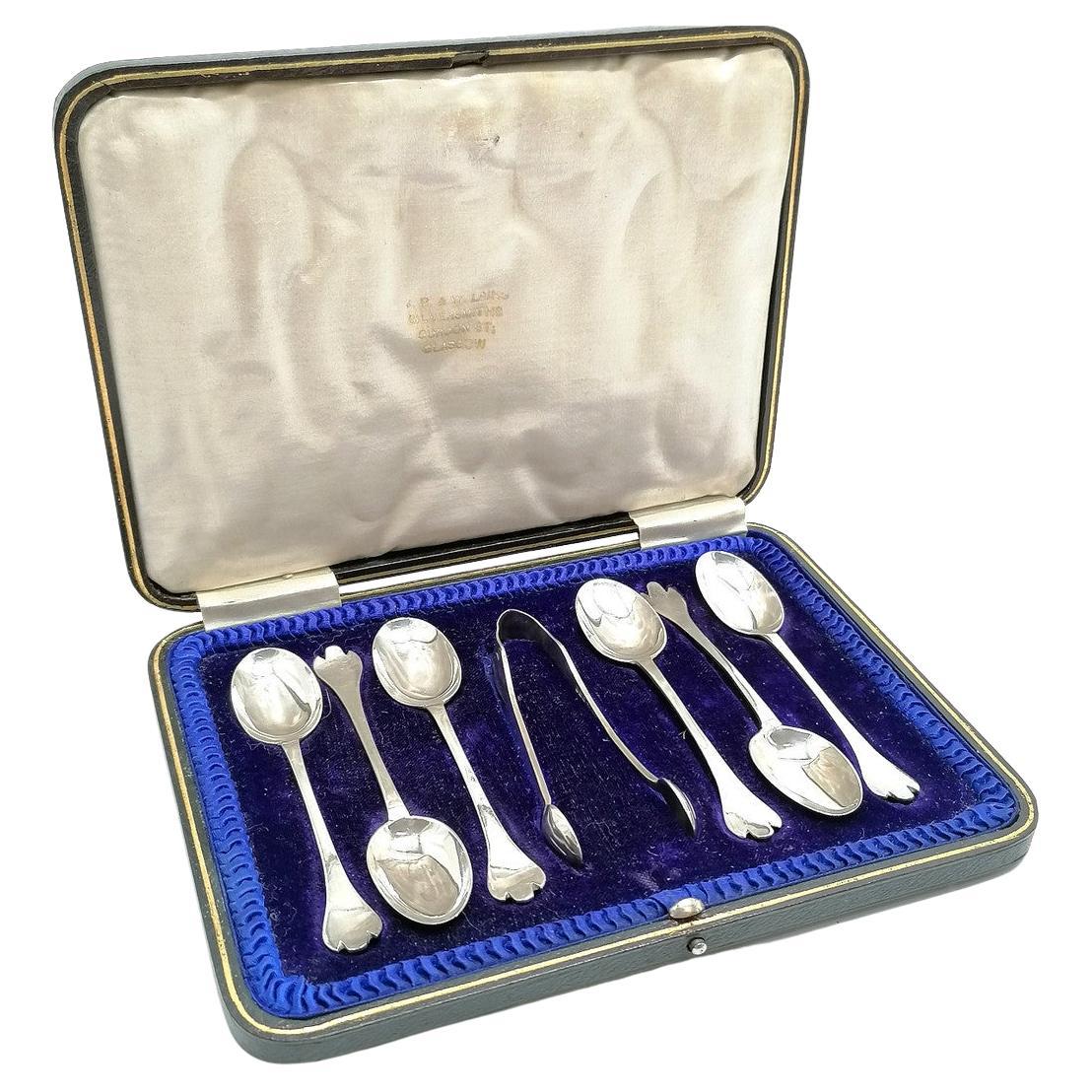 Cucharillas de café exclusivas para té, 7 uds. cucharillas y cucharas de plata de ley y caja.