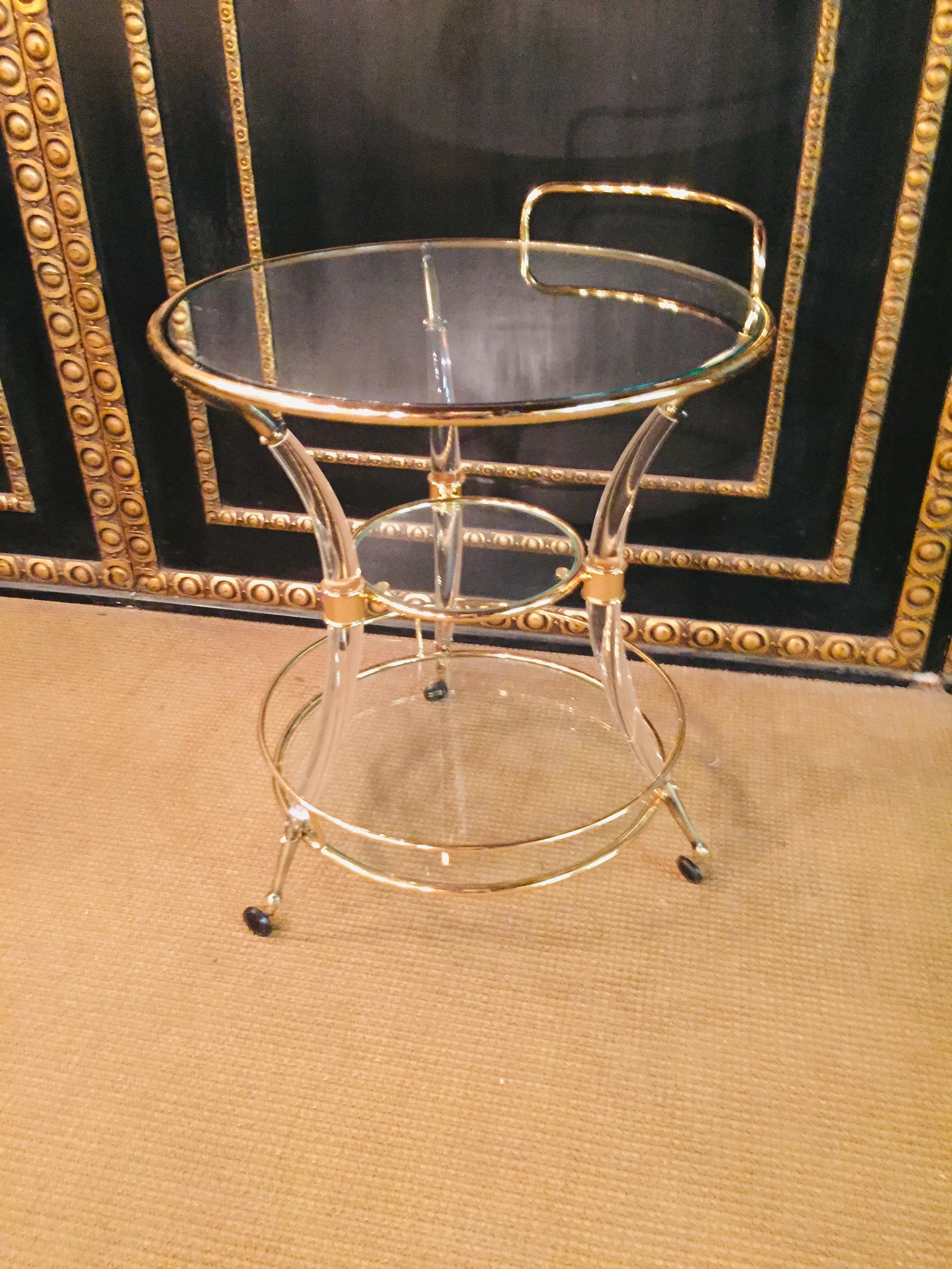 Exclusive Tea Table Acrylic Curved Legs with Brass 2