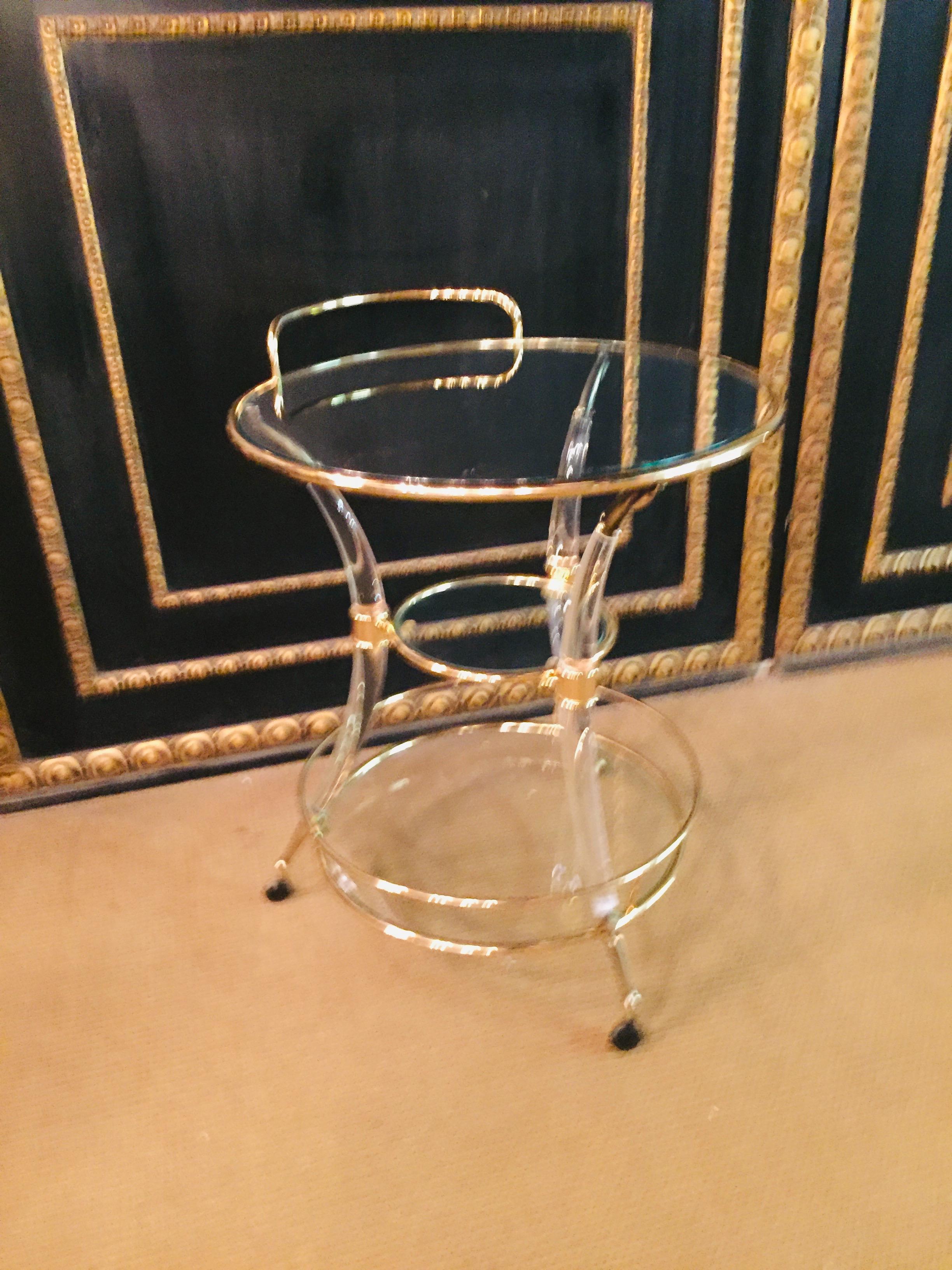 Exclusive Tea Table Acrylic Curved Legs with Brass 4