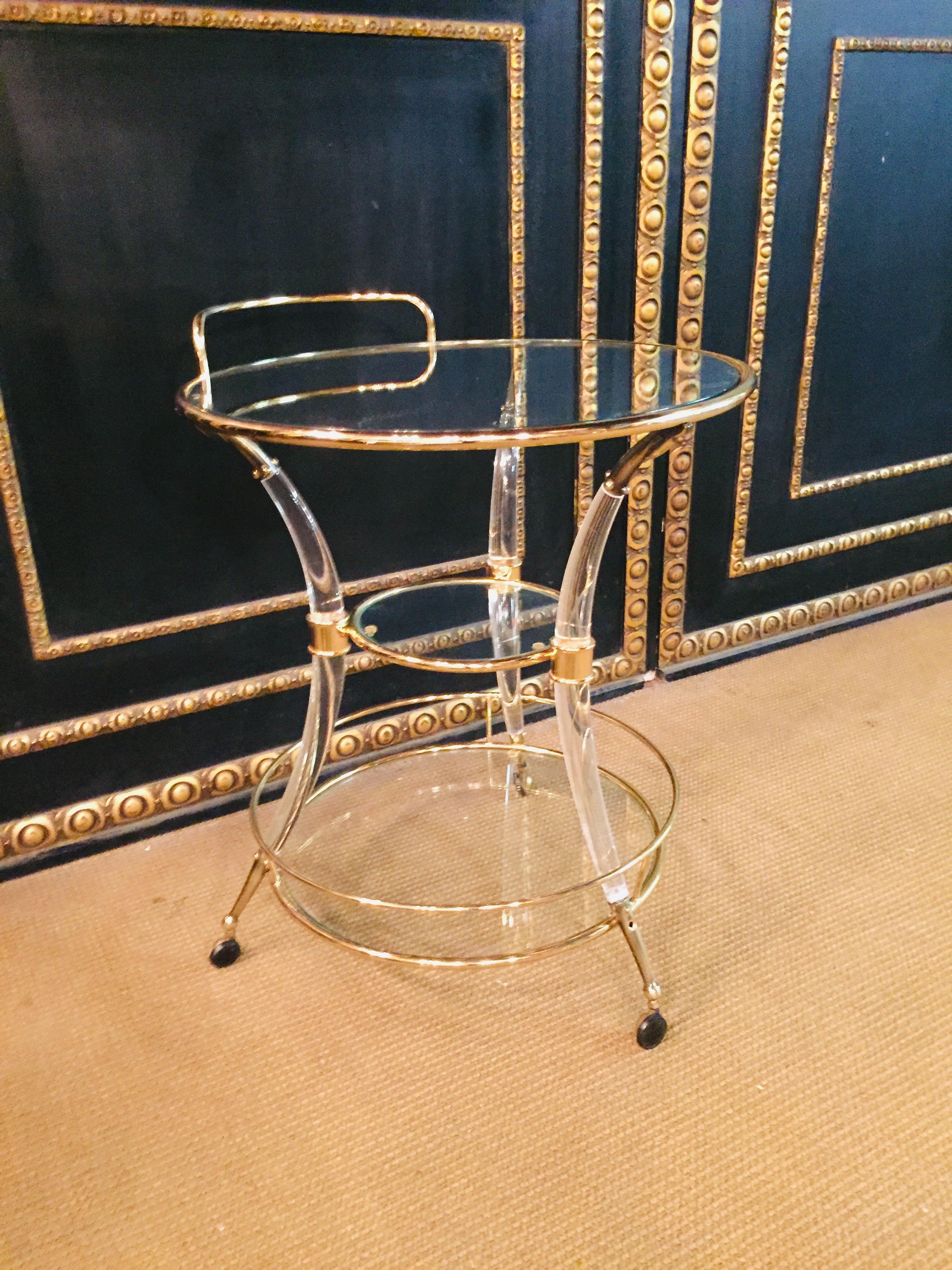 Exclusive Tea Table Acrylic Curved Legs with Brass 5