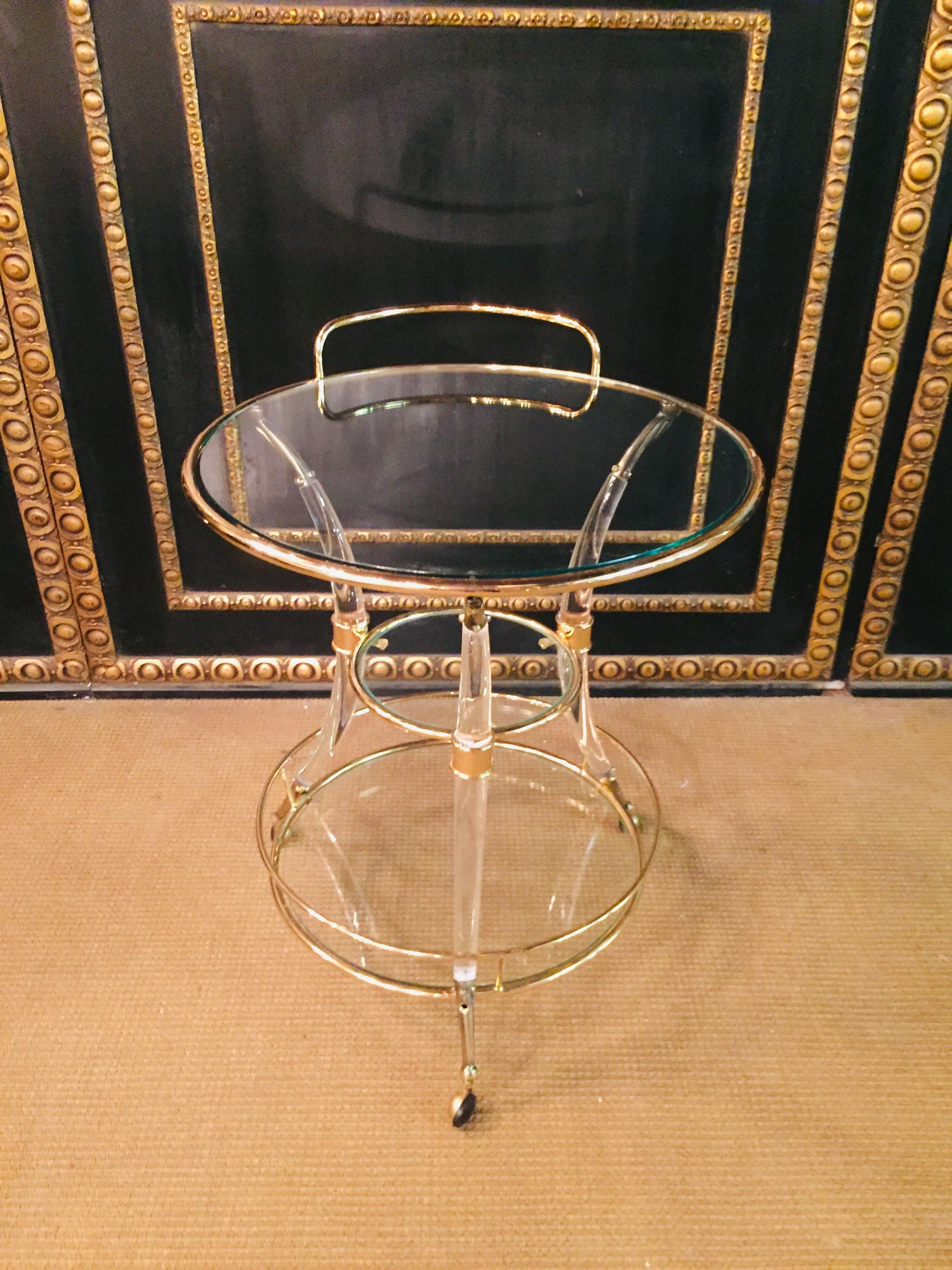 Modern Exclusive Tea Table Acrylic Curved Legs with Brass