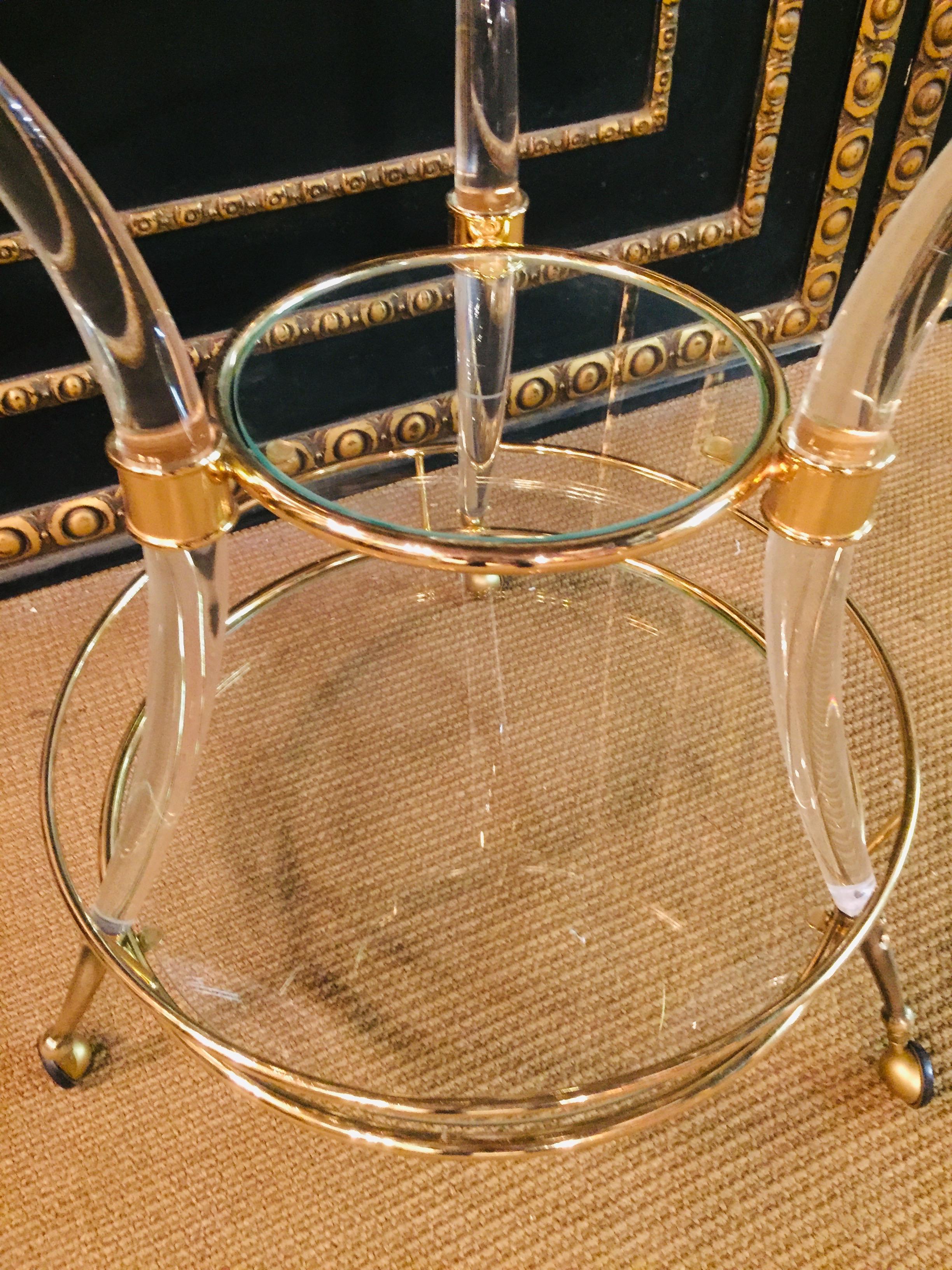 Italian Exclusive Tea Table Acrylic Curved Legs with Brass